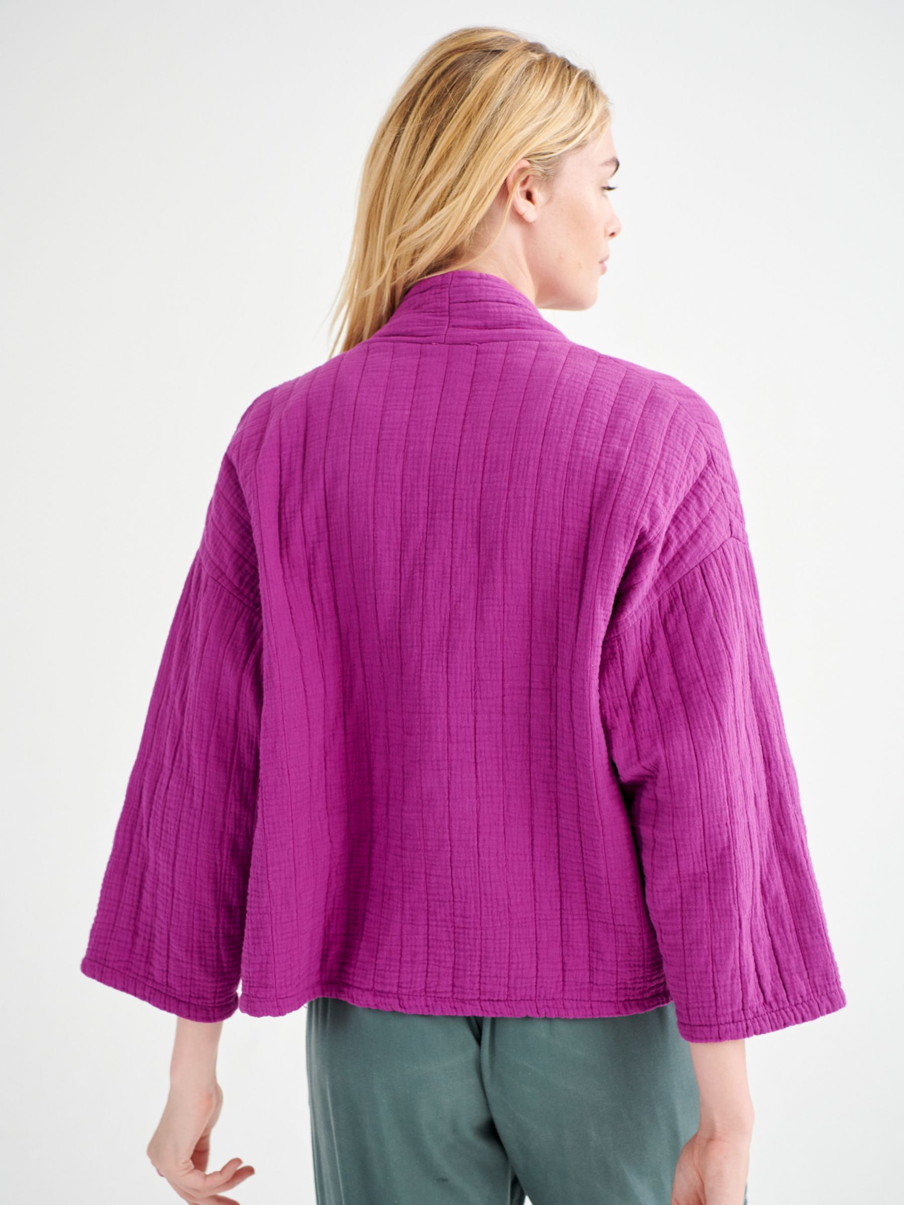 NRBY Kimmy Double Cloth Cardigan, Magenta at John Lewis & Partners