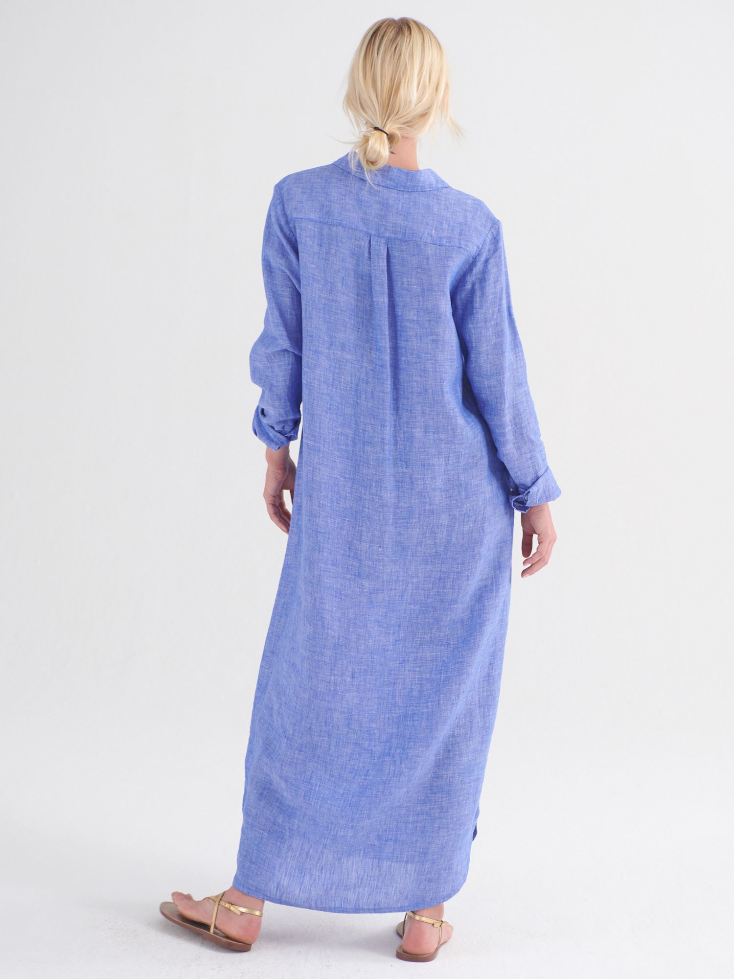 NRBY Chrissie Linen Midi Dress, Blue at John Lewis & Partners