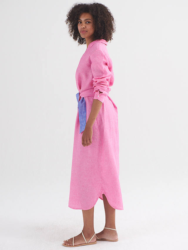 NRBY Chrissie Linen Midi Dress, Cherry Pink