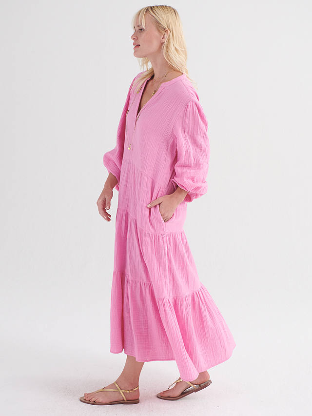 NRBY Marina Double Cloth Tiered Midi Dress, Pink