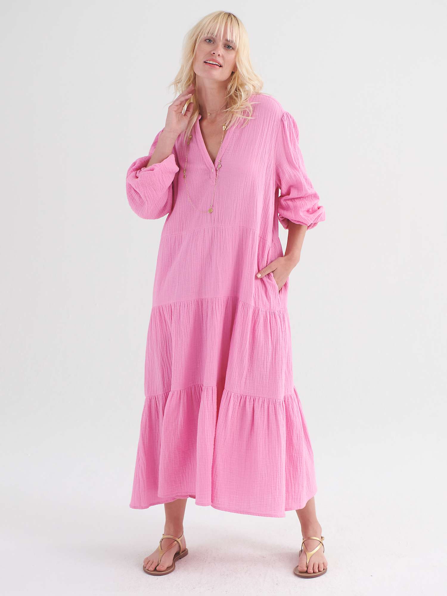 Buy NRBY Marina Double Cloth Tiered Midi Dress Online at johnlewis.com