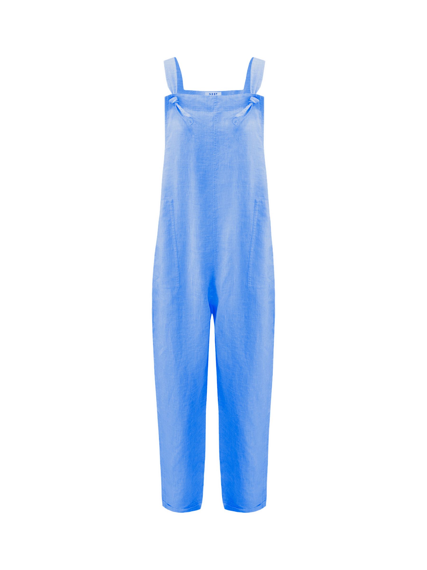 NRBY Carrie Linen Dungarees, Bright Blue, S