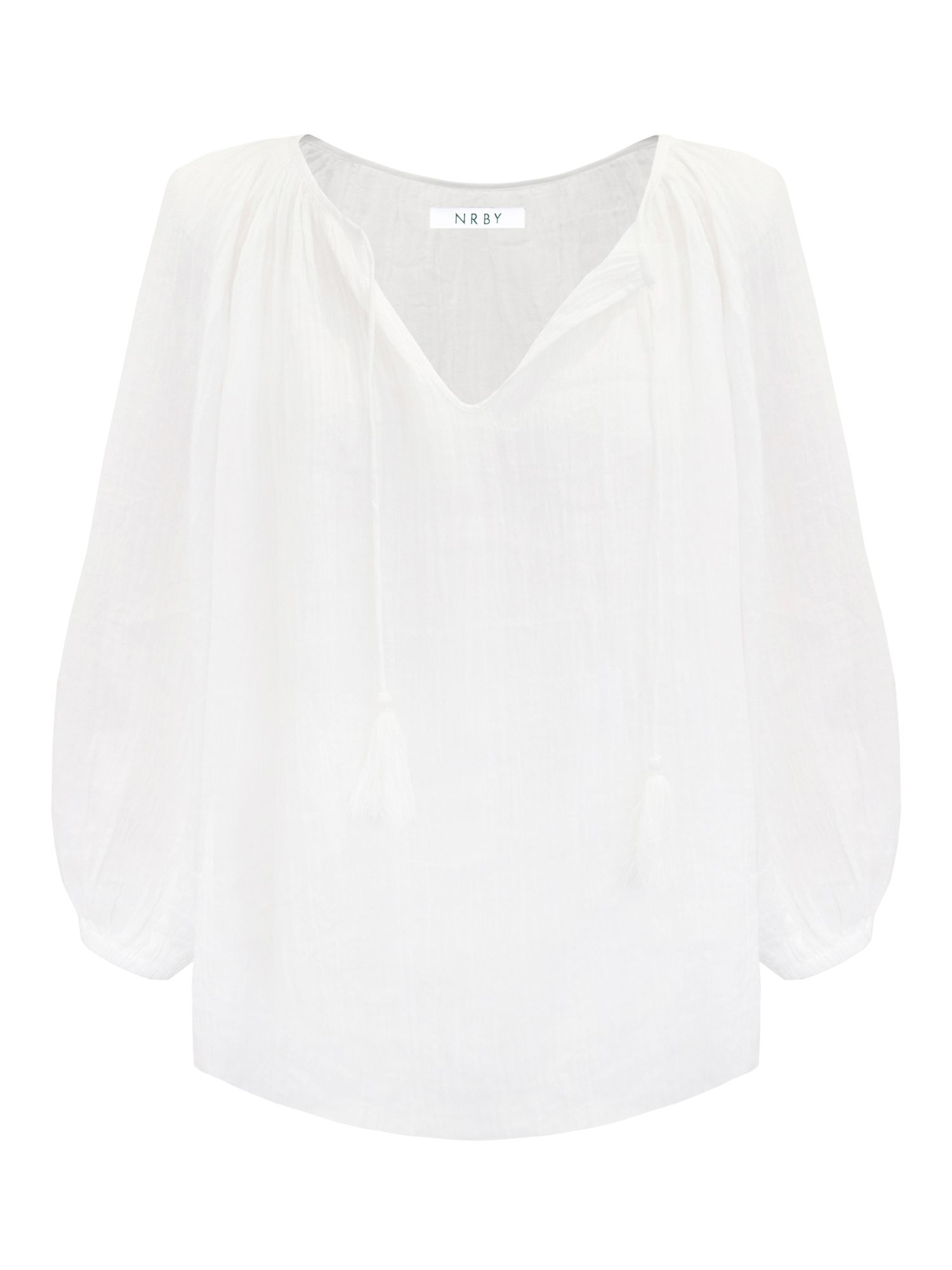 Buy NRBY Annabel Crinkle Cotton Tie Neck Top Online at johnlewis.com