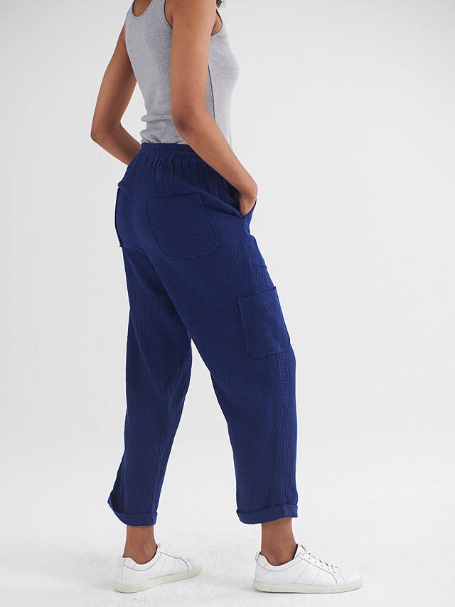NRBY Mel Cargo Cropped Trousers, Navy