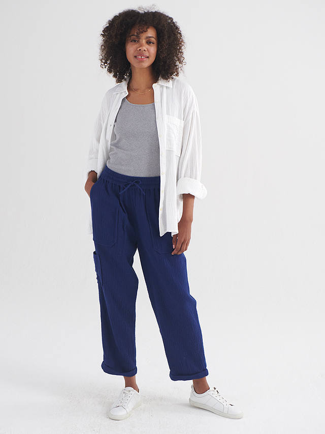 NRBY Mel Cargo Cropped Trousers, Navy