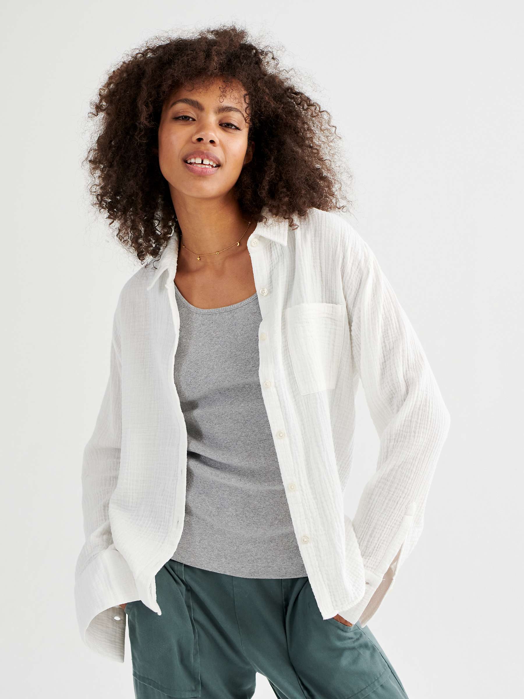 NRBY Elouise Relaxed Shirt, White at John Lewis & Partners