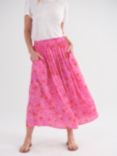 NRBY Karina Silk Floral Pop Skirt, Pink Floral Pop