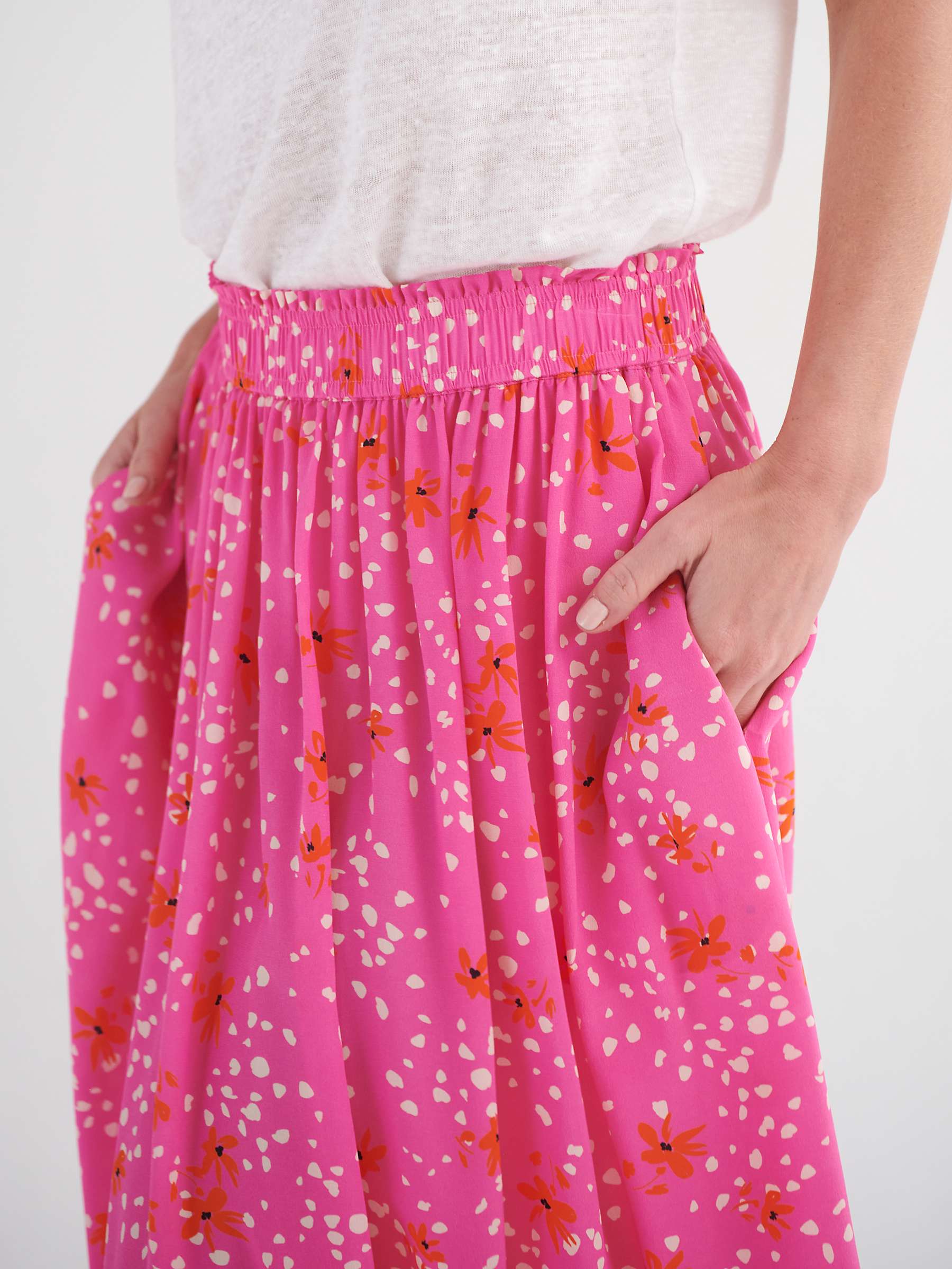 Buy NRBY Karina Silk Floral Pop Skirt, Pink Floral Pop Online at johnlewis.com