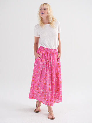 NRBY Karina Silk Floral Pop Skirt, Pink Floral Pop