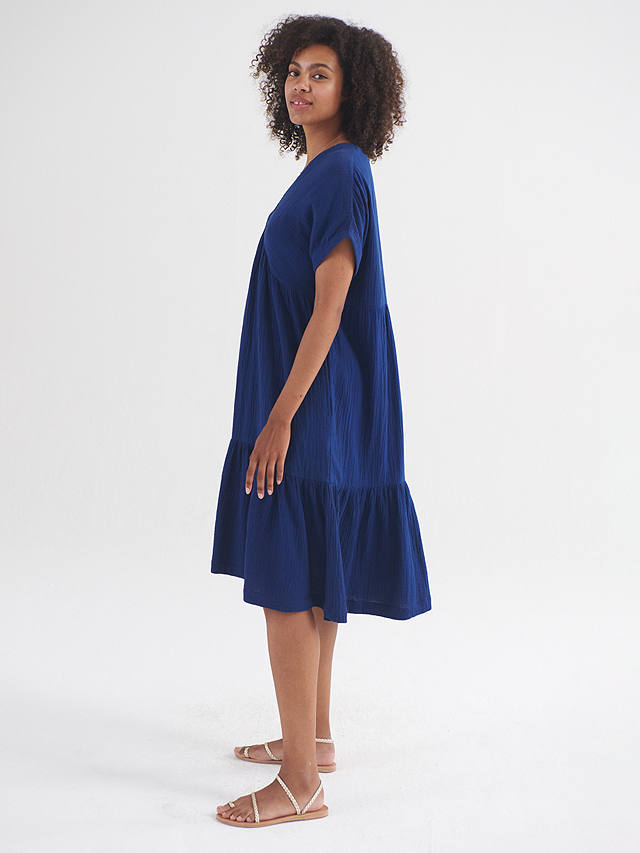 NRBY Gia Double Cloth Tiered Dress, Navy
