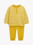 John Lewis Baby Quilted Striped Top & Trouser Set, Yellow