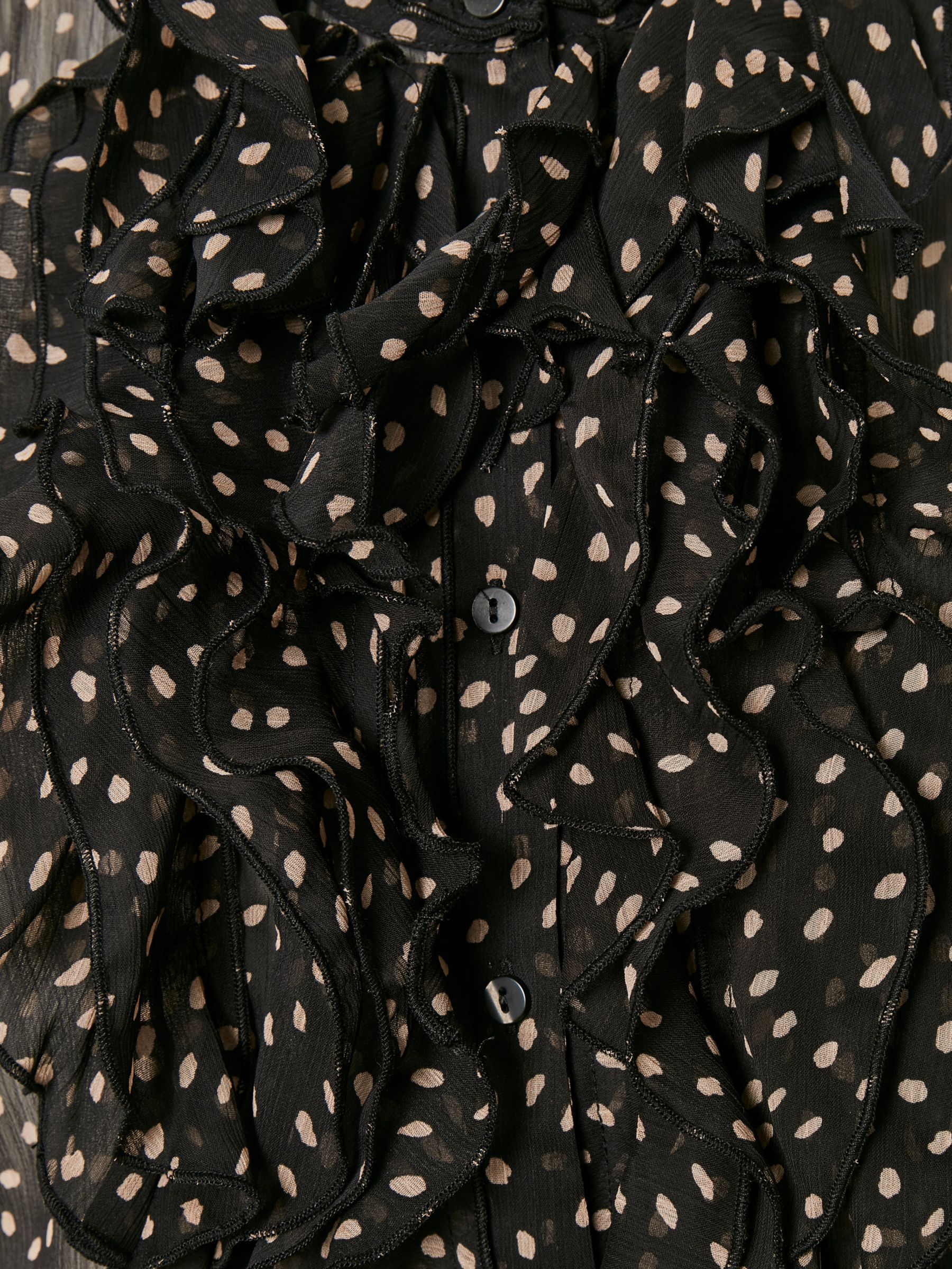 Buy Saint Tropez Lilly Short Sleeve Ruffle Neck Blouse, Dot Black Online at johnlewis.com