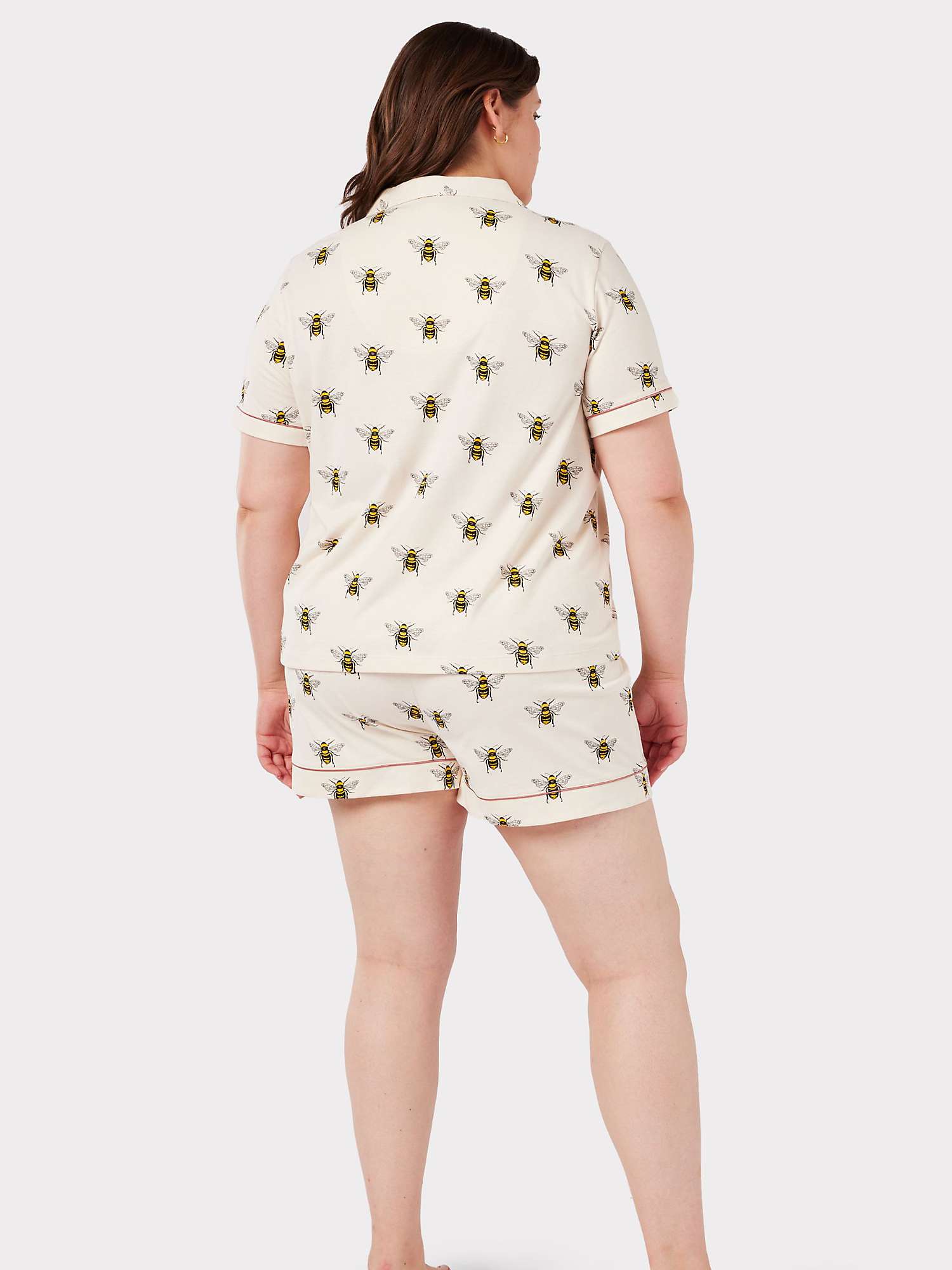 Buy Chelsea Peers Curve Bee Print Short Pyjama Set, Off White Online at johnlewis.com
