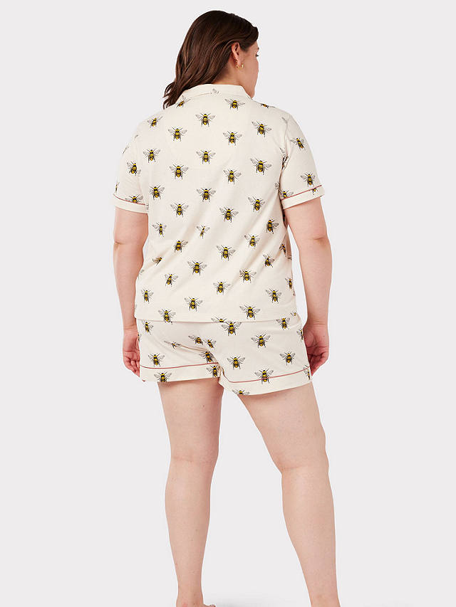 Chelsea Peers Curve Bee Print Short Pyjama Set, Off White