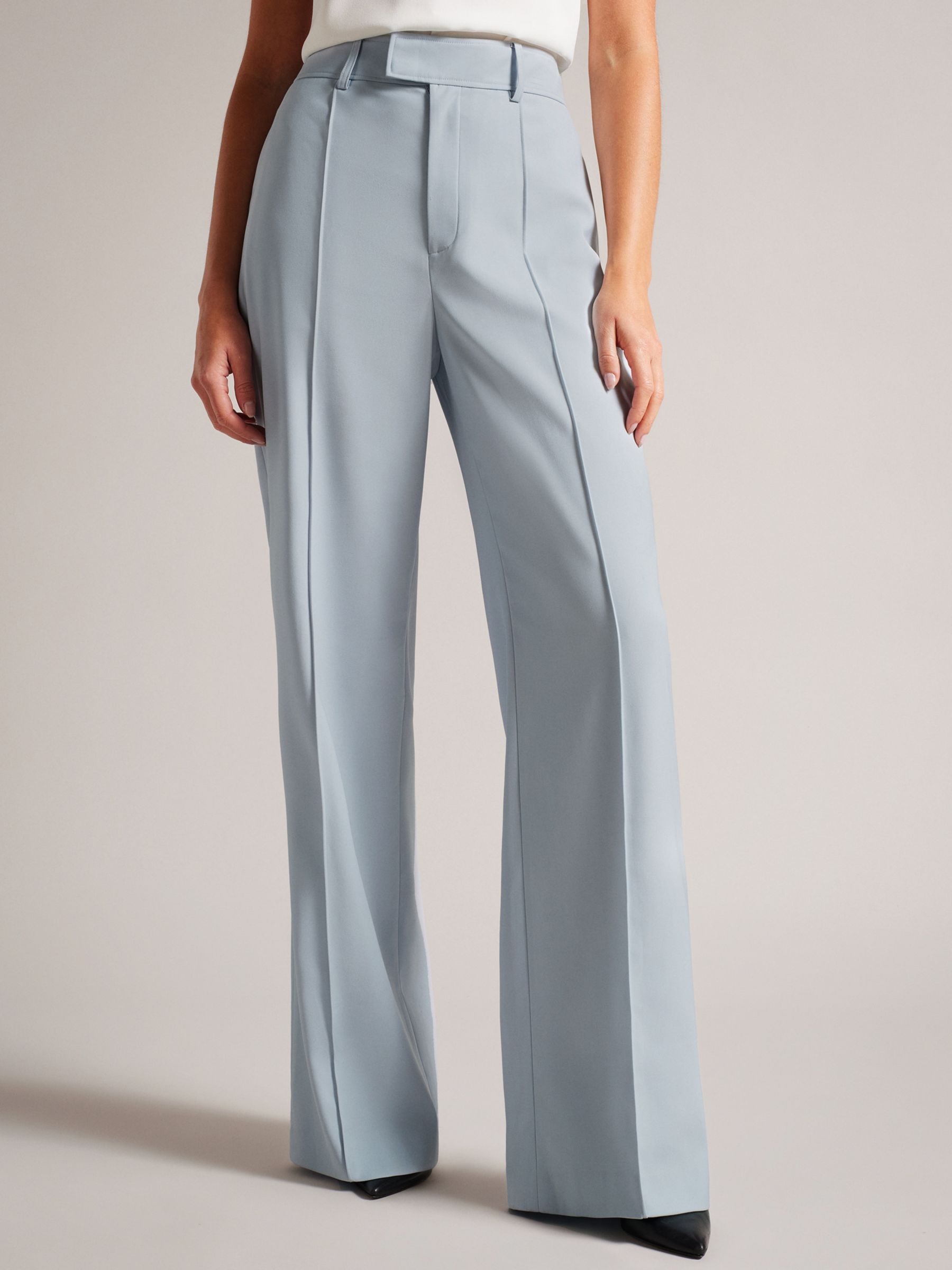 Ted Baker Hildiat Wide Leg Trousers, Baby Blue, 6
