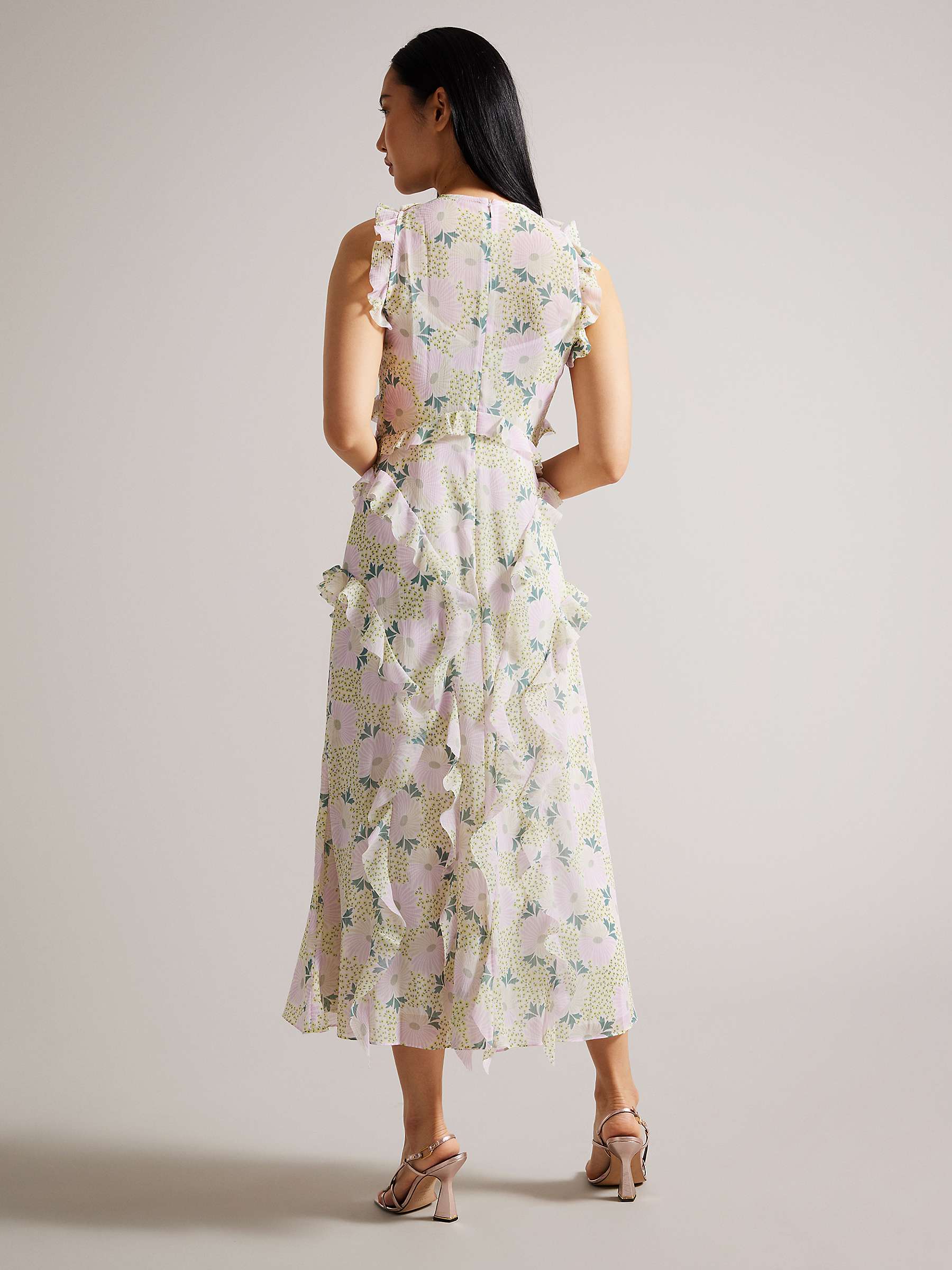 Buy Ted Baker Calini Floral Frill Midi Dress, Lilac/Multi Online at johnlewis.com