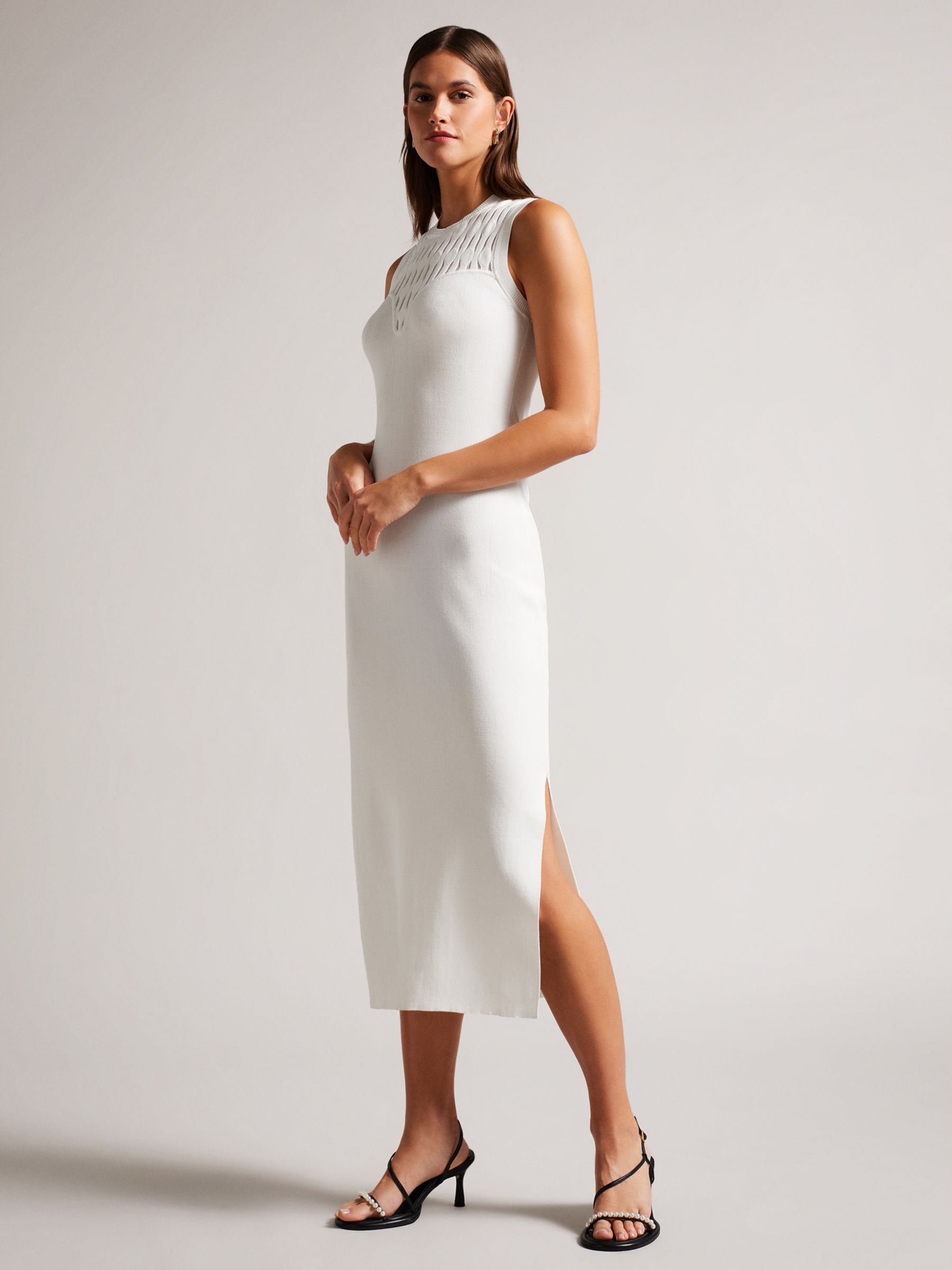 Ted Baker Polyan Stitch Detailed Bodycon Dress, White