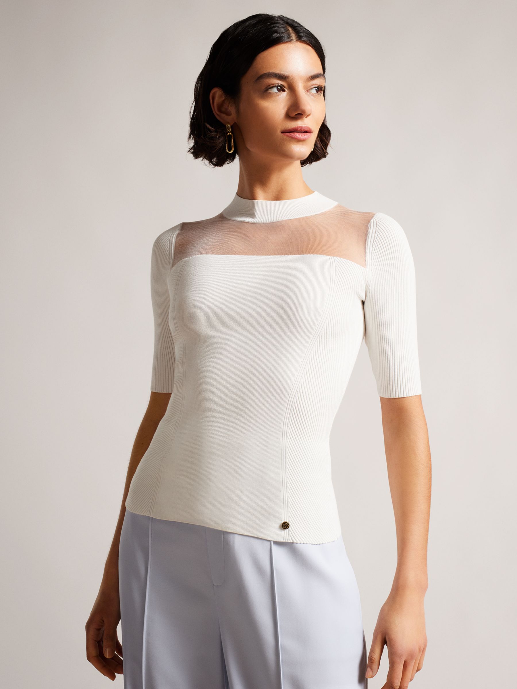 Ted Baker Daviner Fitted Knited Top, White