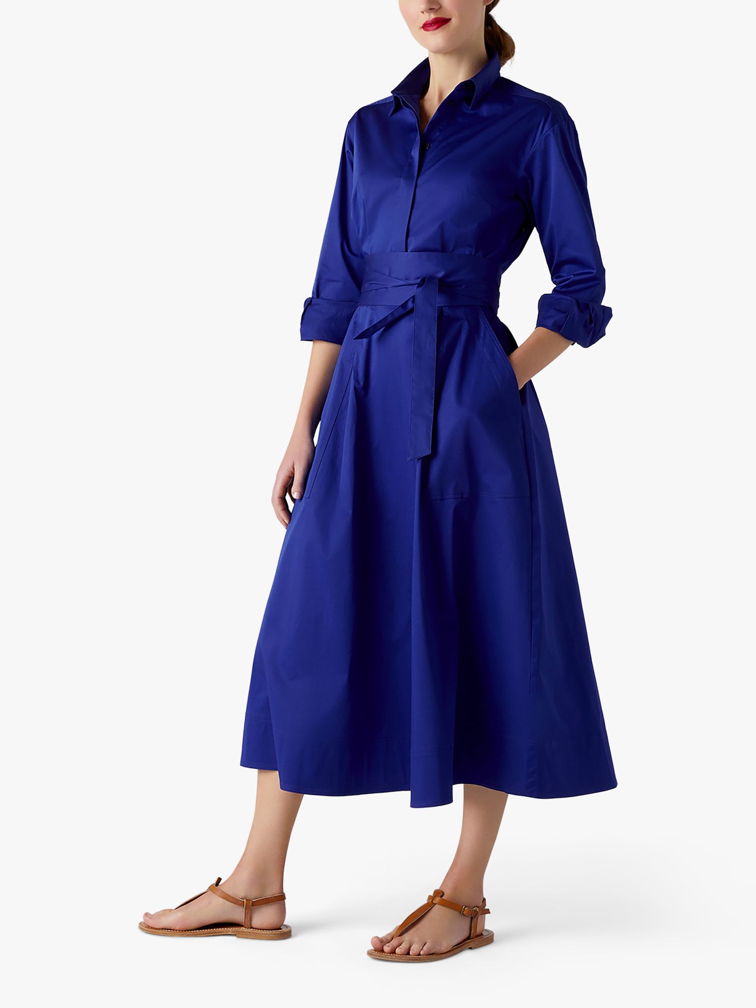 Jasper Conran Blythe Shirt Midi Dress, Royal Blue at John Lewis & Partners