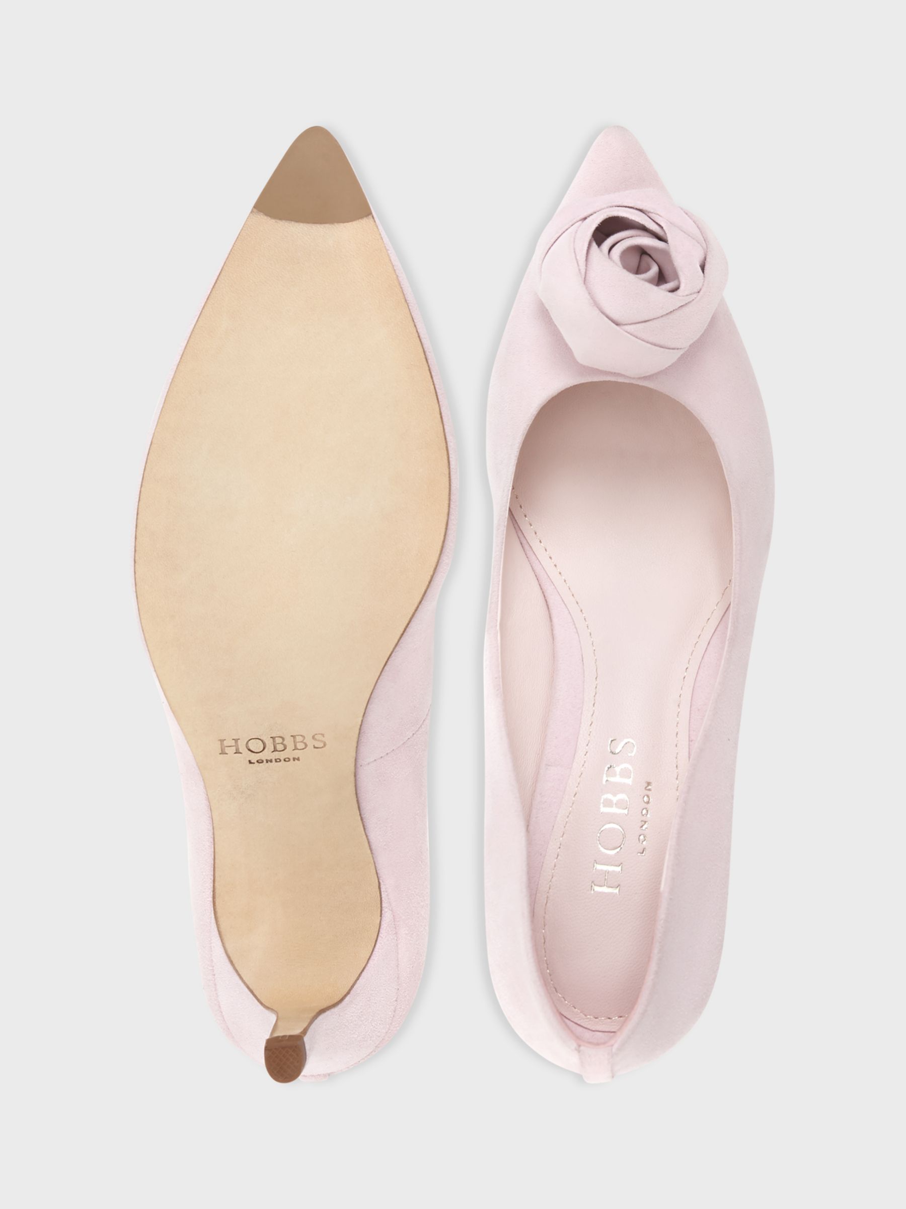 Hobbs Maisie Suede Court Shoes, Pale Pink, 4