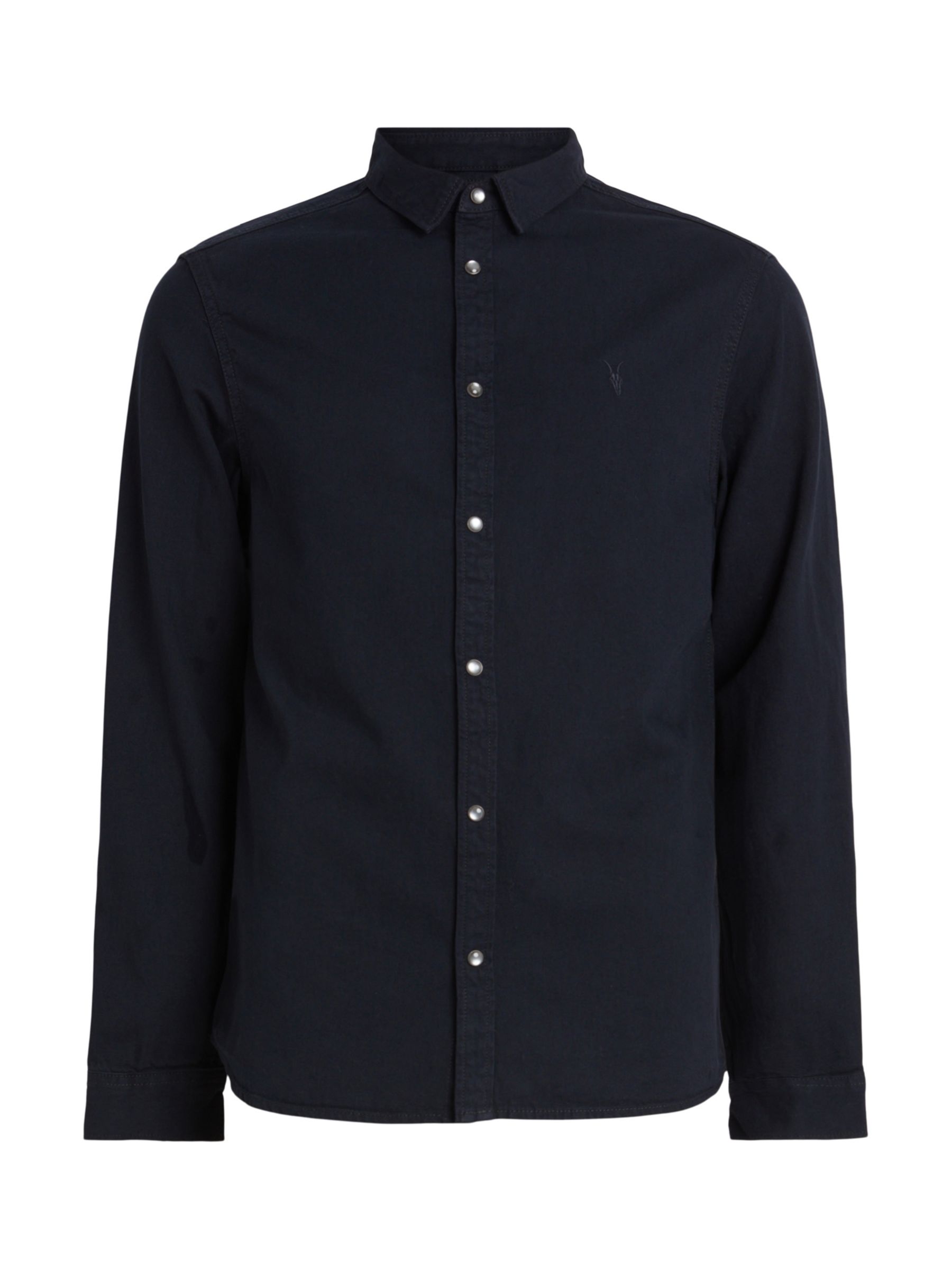 AllSaints Gleason Denim Shirt, Blue/Black at John Lewis & Partners