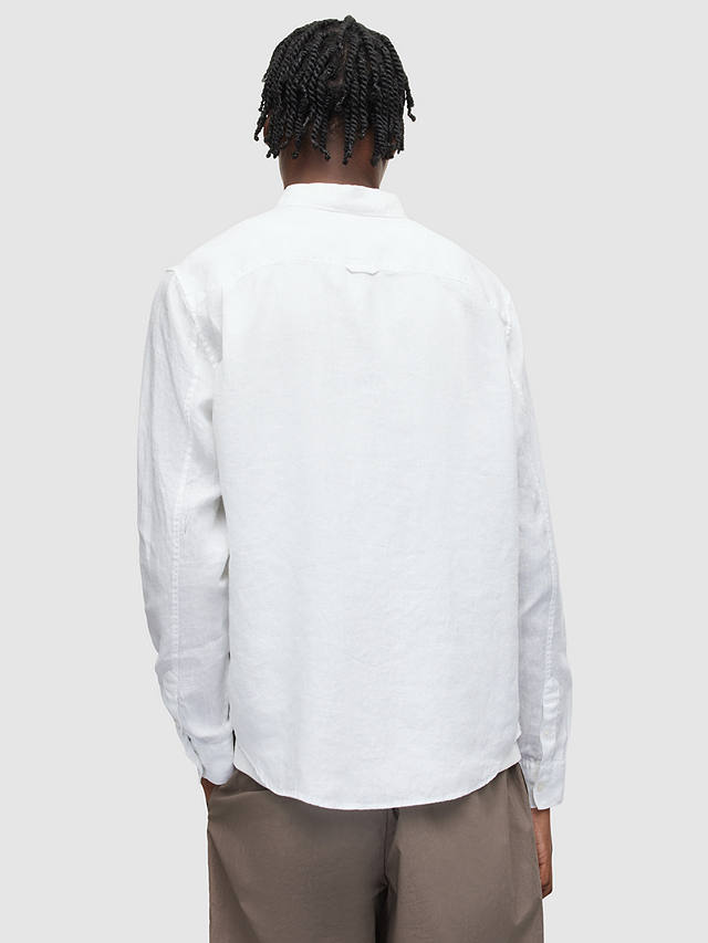 AllSaints Cypress Linen Long Sleeve Shirt, Optic White