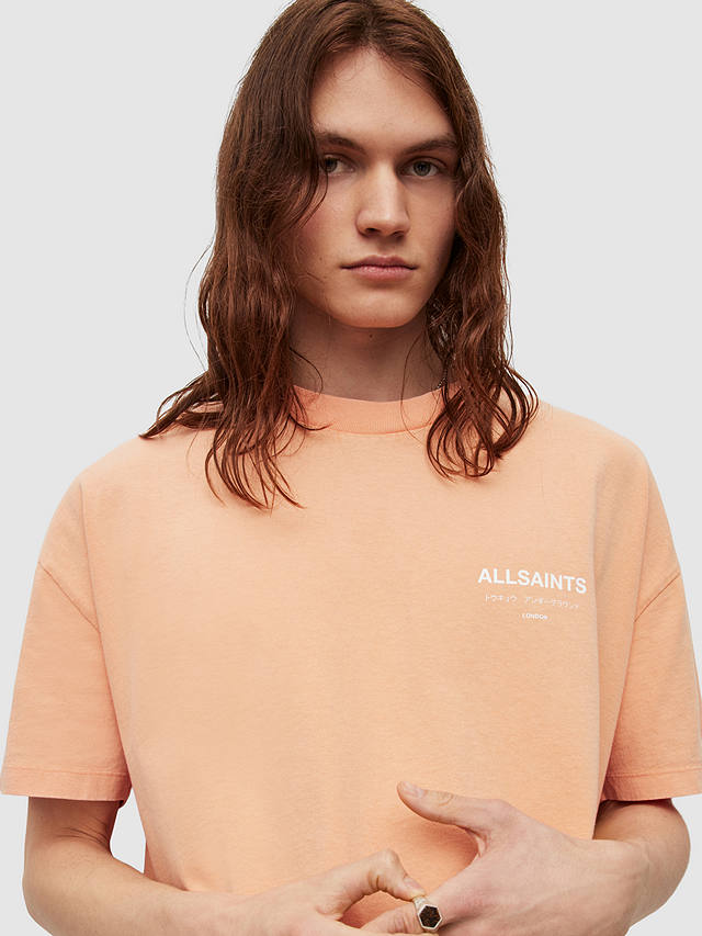 AllSaints Underground T-Shirt, Orange/Cala White