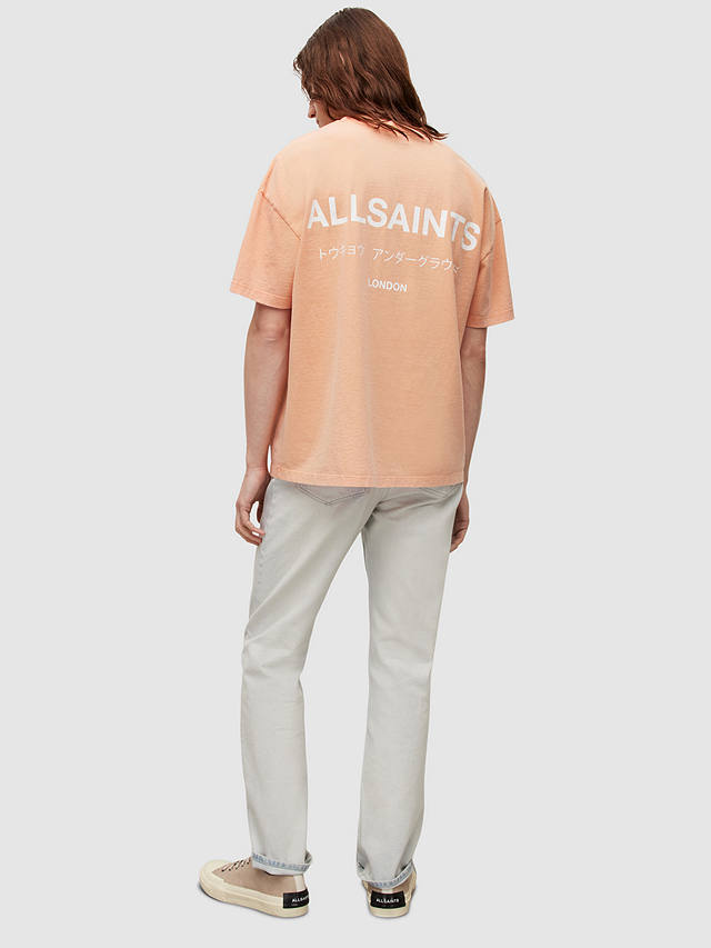 AllSaints Underground T-Shirt, Orange/Cala White