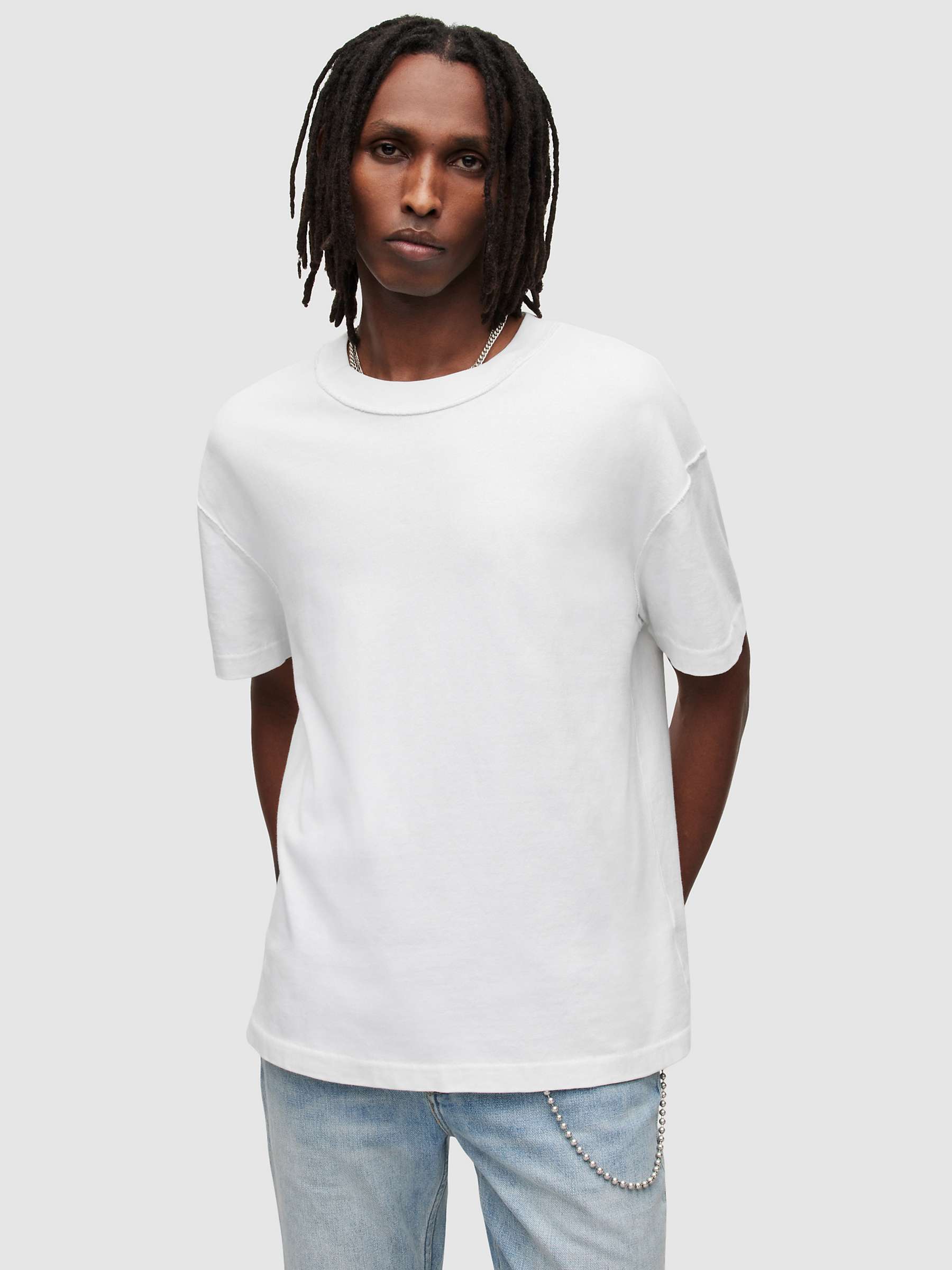 Buy AllSaints Isac Crew Neck T-Shirt, Optic White Online at johnlewis.com