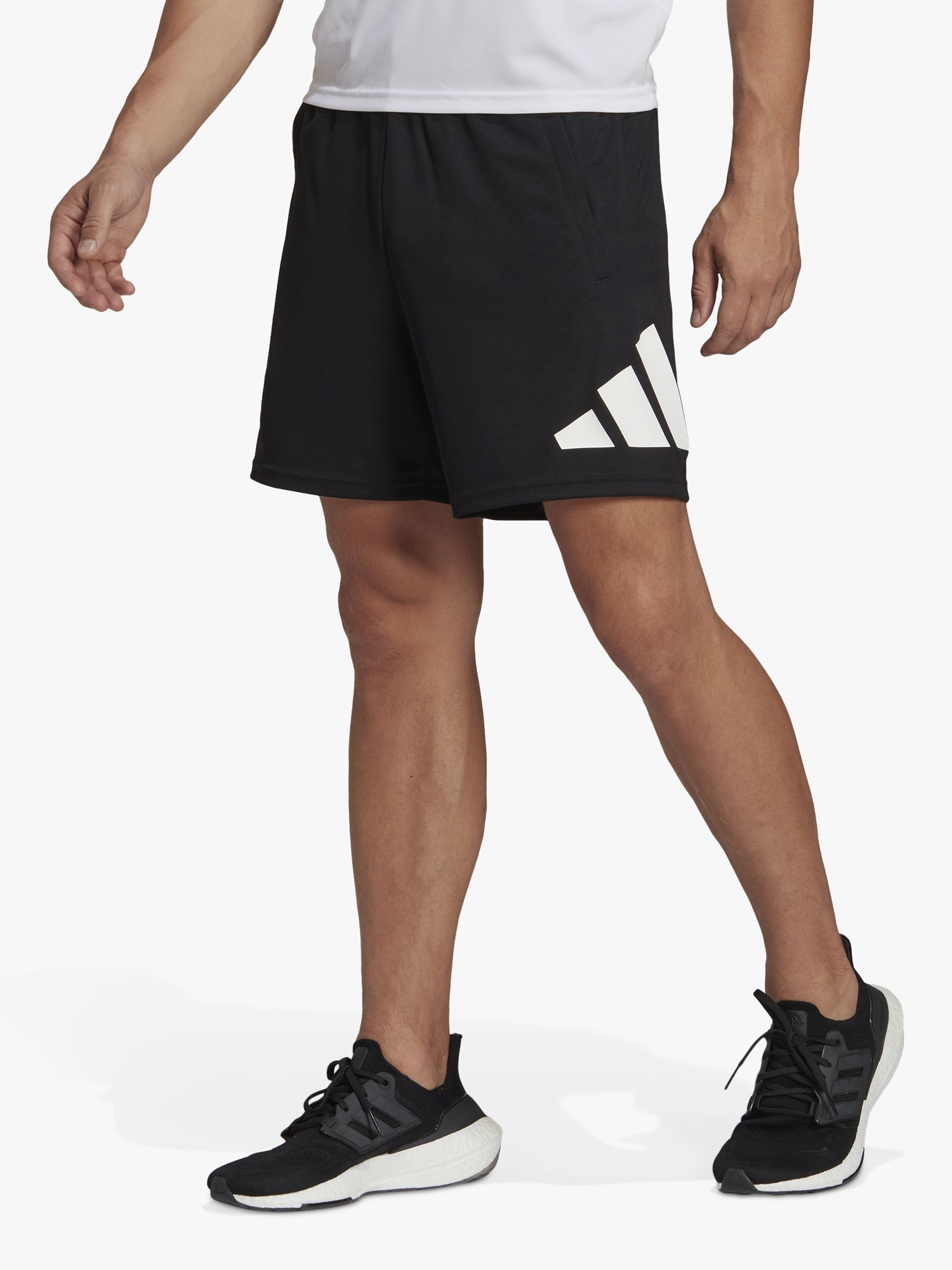 adidas Train Essentials Logo Training Shorts, Black/White, XL