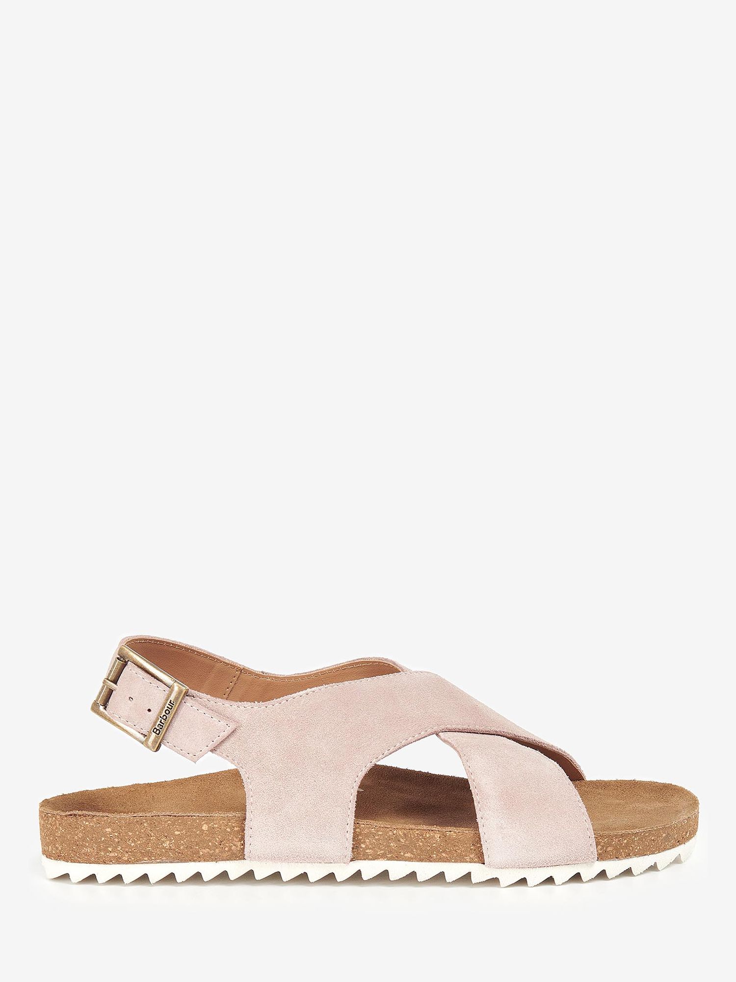 Barbour Rochelle Suede Cross Strap Sandals, Pink at John Lewis & Partners