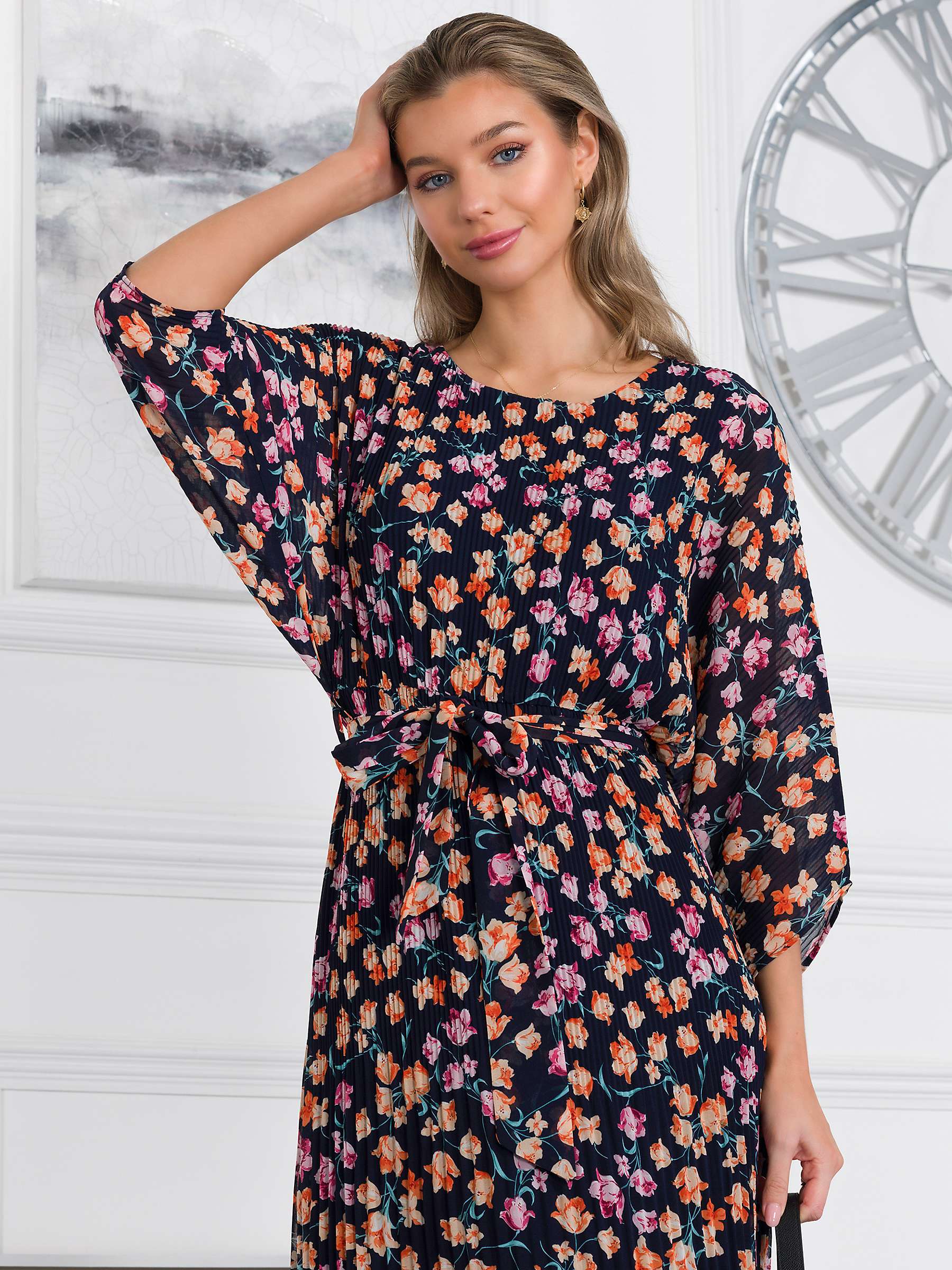Buy Jolie Moi Chiffon Floral Midi Dress, Navy Online at johnlewis.com