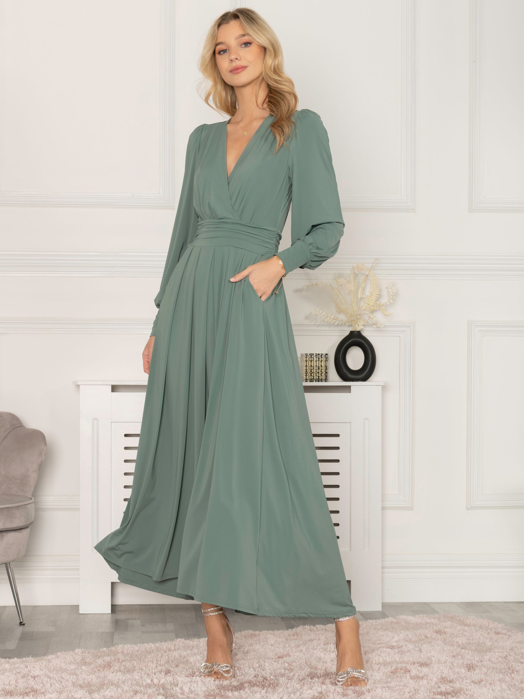 Jolie Moi Rashelle Jersey Maxi Dress, Pleat Green, 8