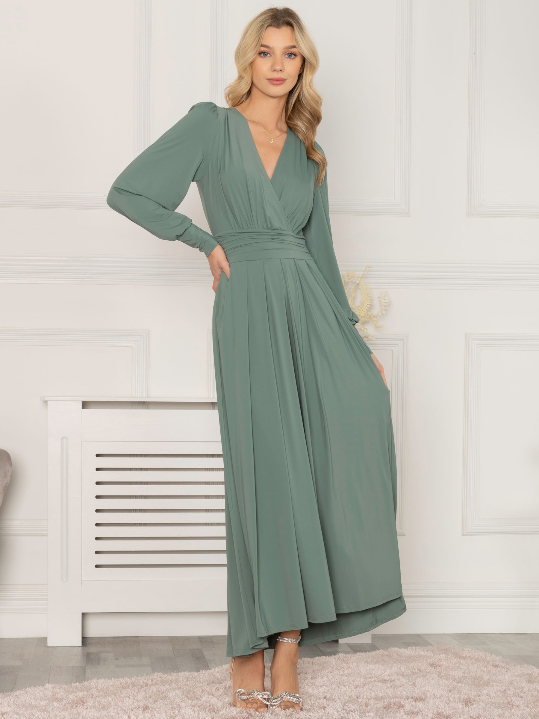 Jolie Moi Rashelle Jersey Maxi Dress, Pleat Green at John Lewis & Partners