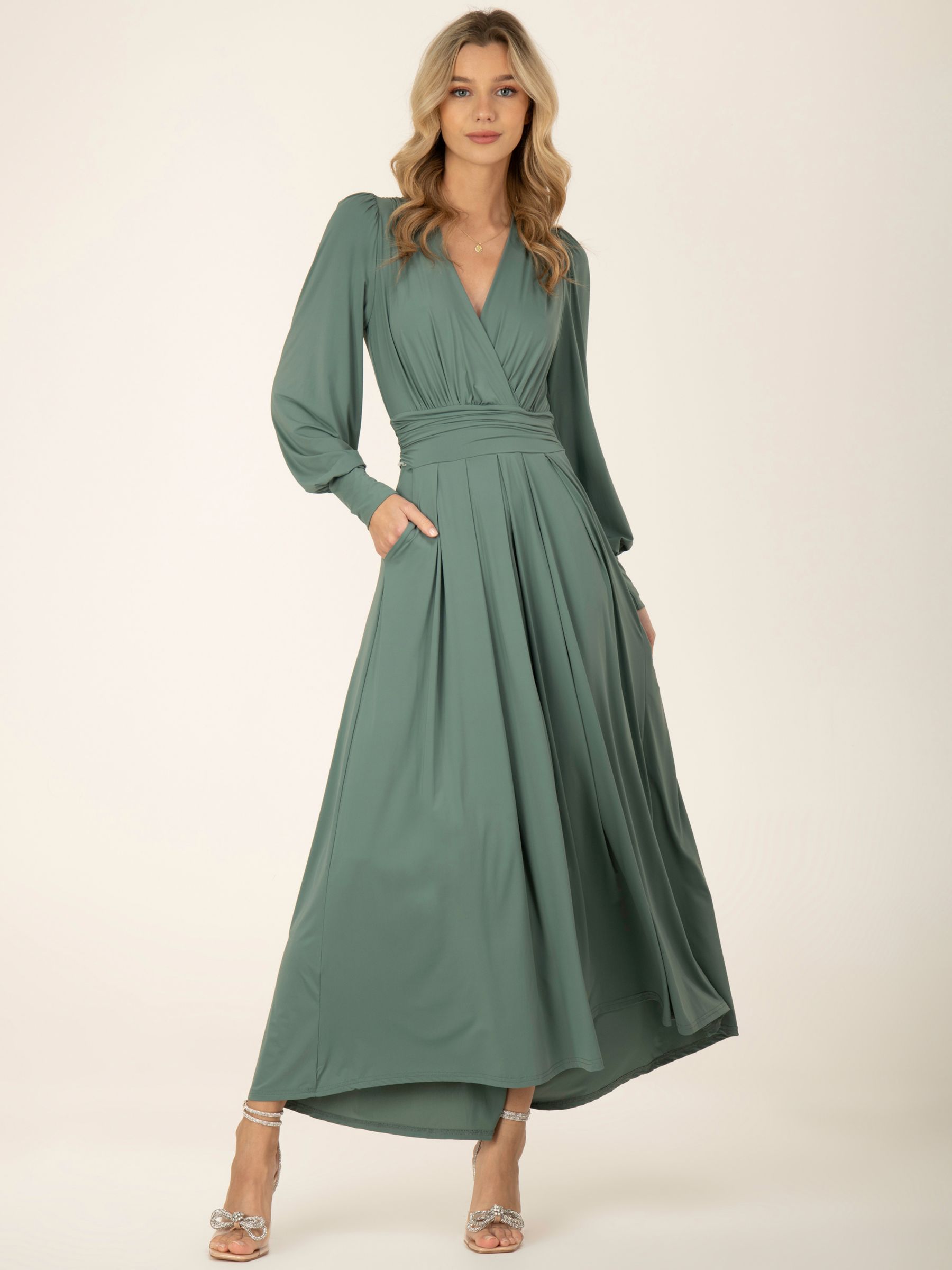 Jolie Moi Rashelle Jersey Maxi Dress, Pleat Green, 8