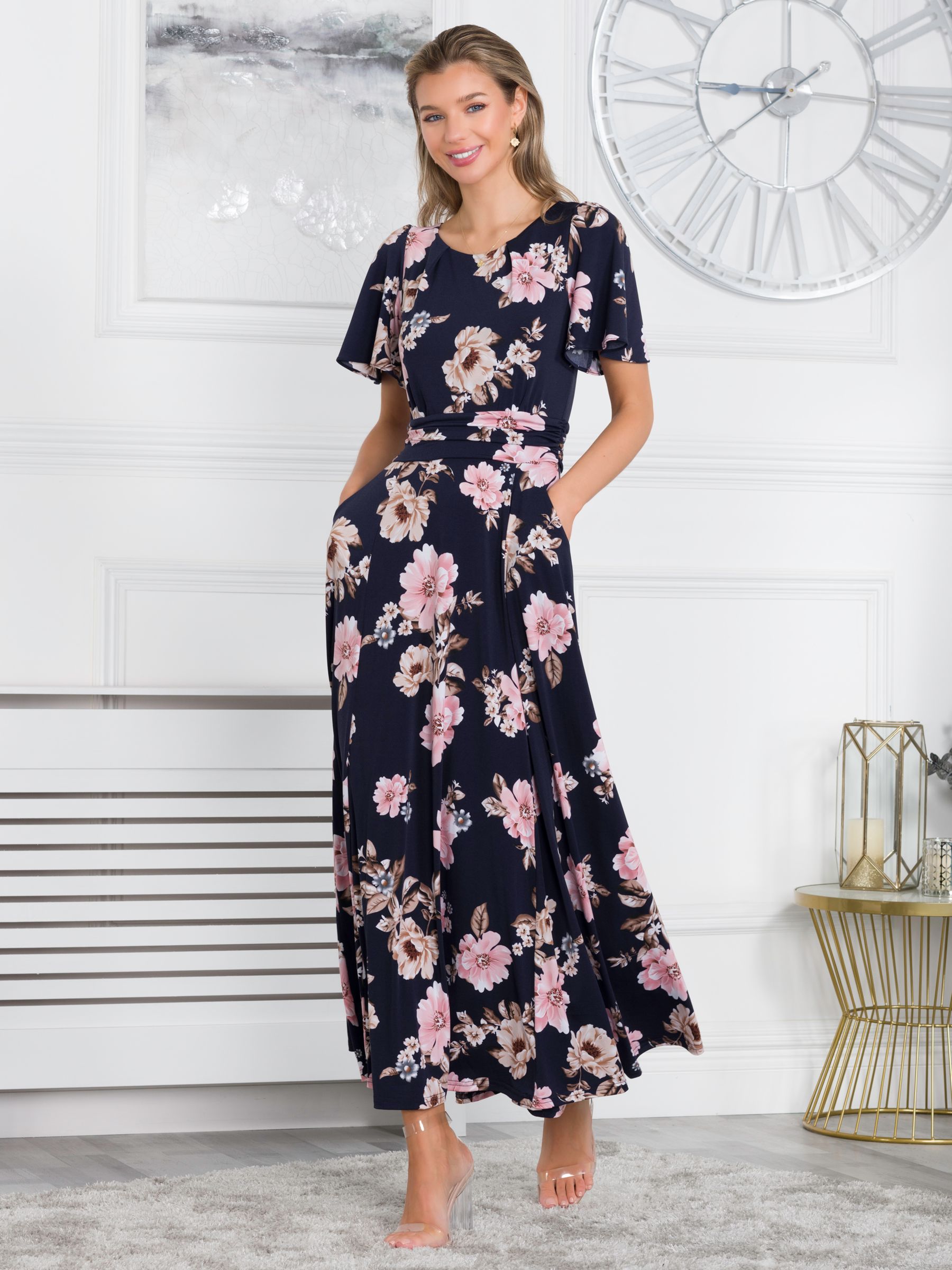 Jolie Moi Hailey Floral Maxi Dress, Navy at John Lewis & Partners