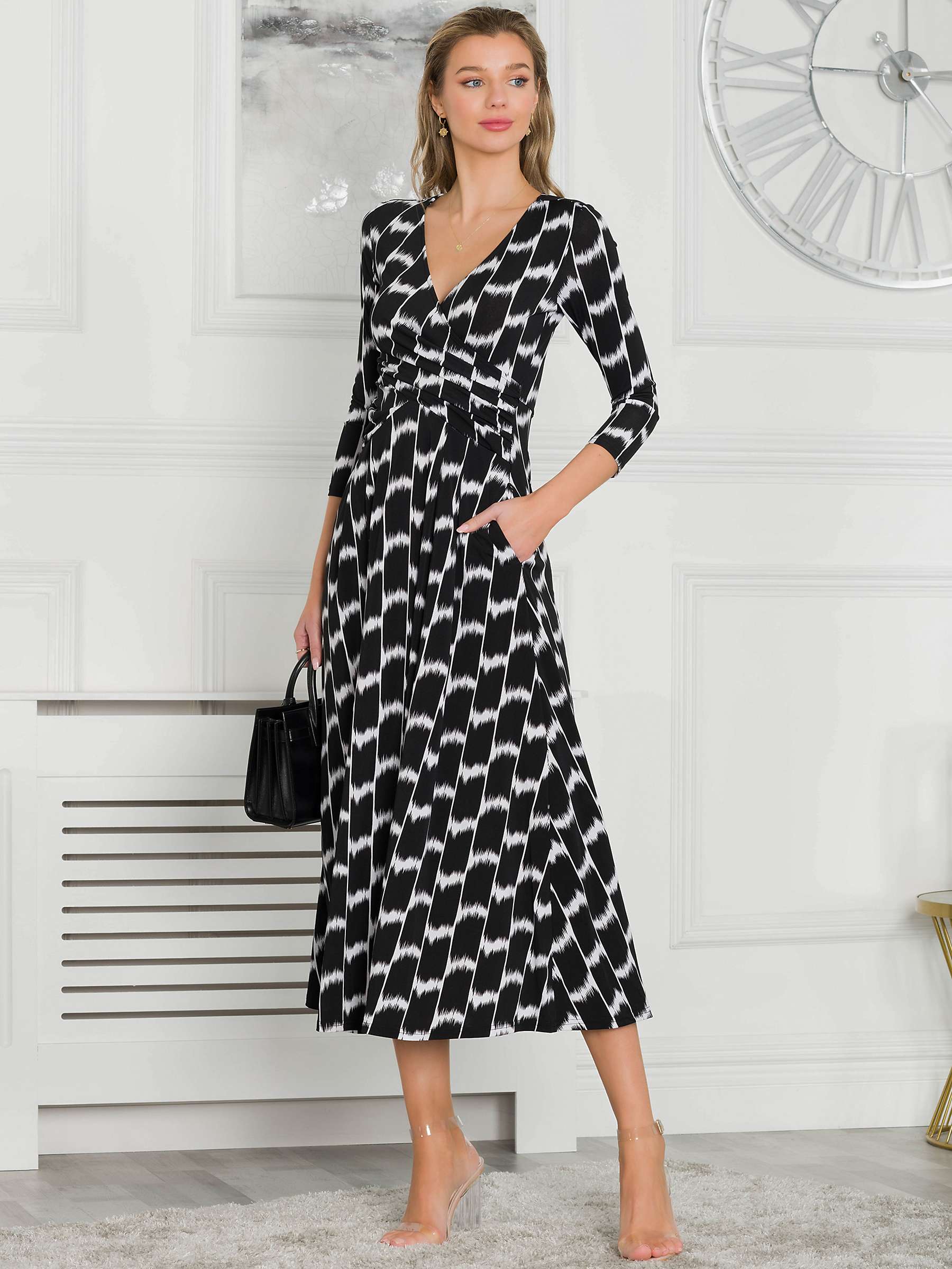 Buy Jolie Moi Quintella Geometric Dress, Black Online at johnlewis.com