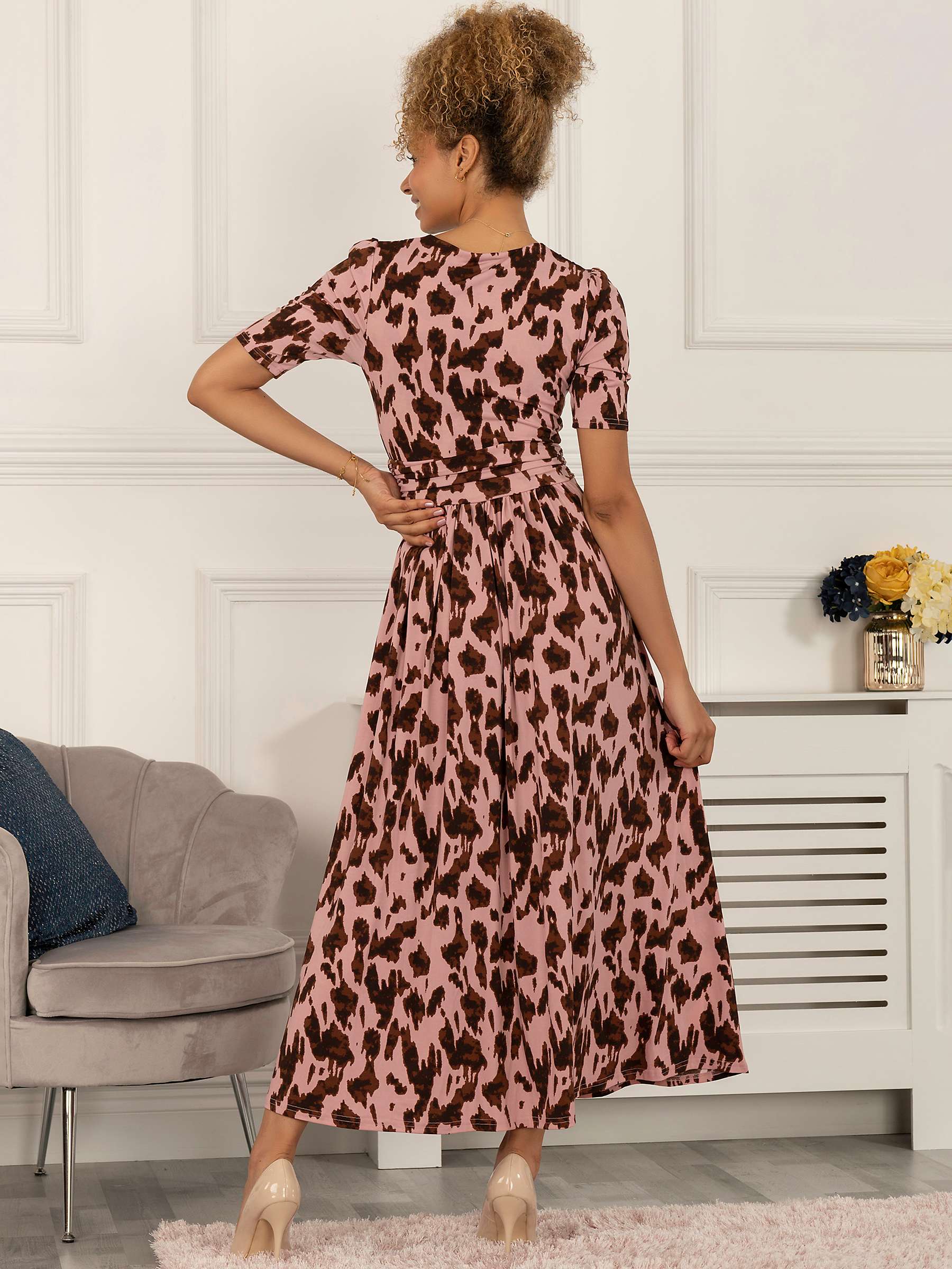 Buy Jolie Moi Daria Pleat Detail Abstract Print Midi Dress, Pink Online at johnlewis.com