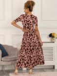 Jolie Moi Daria Pleat Detail Abstract Print Midi Dress, Pink
