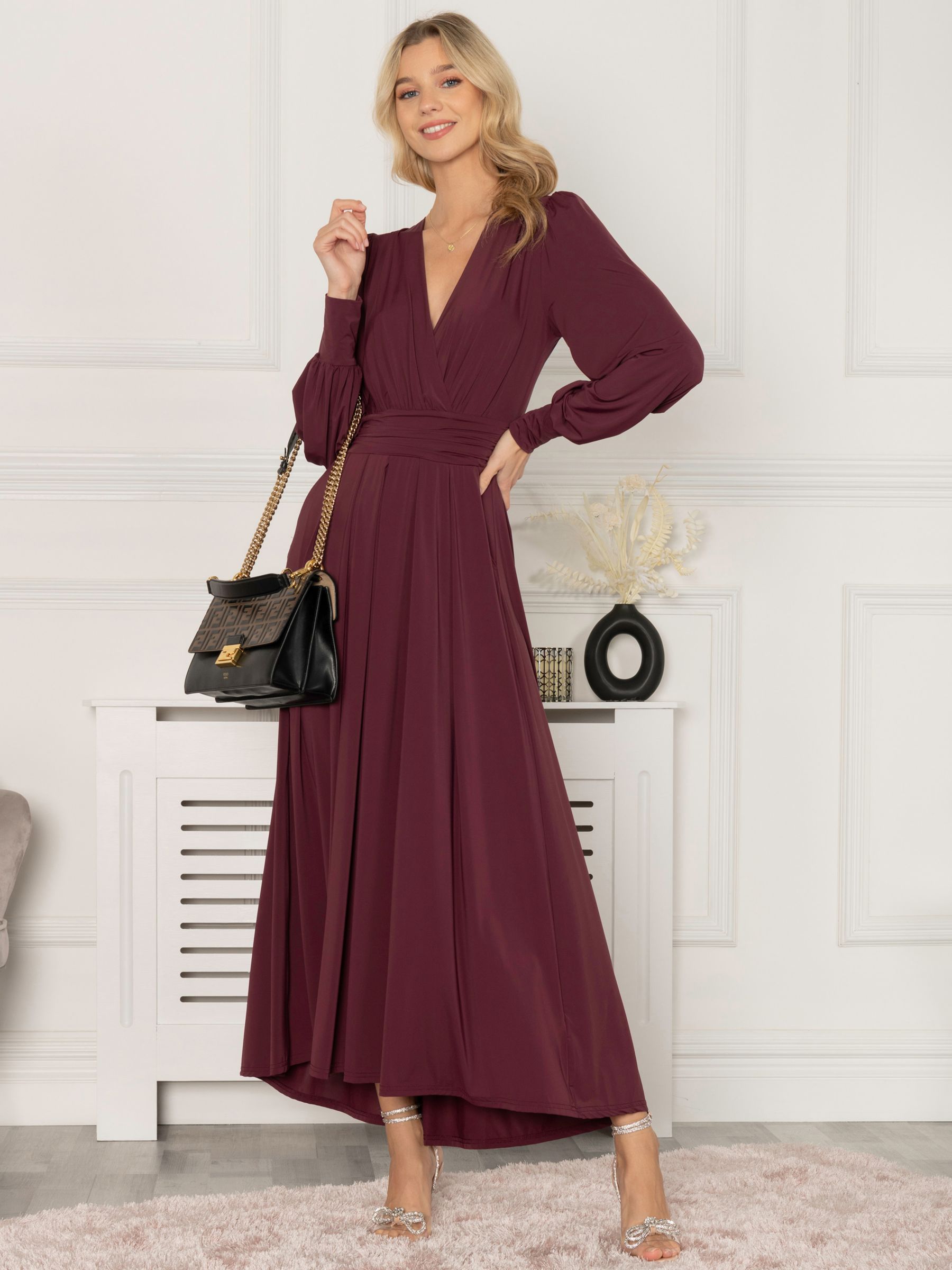 Jolie Moi Rashelle Jersey Maxi Dress, Burgundy at John Lewis & Partners