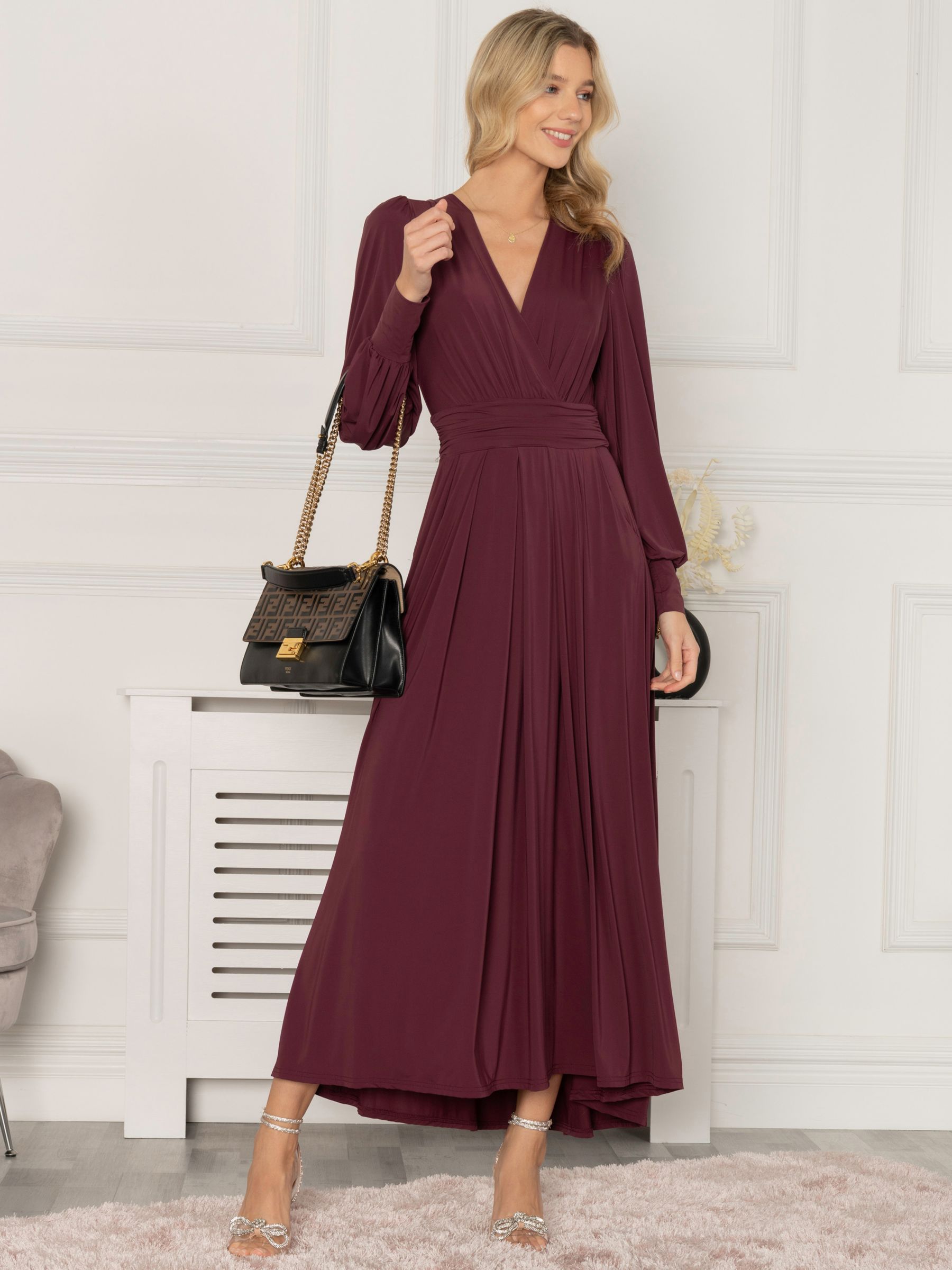 Jolie Moi Rashelle Jersey Maxi Dress, Burgundy at John Lewis & Partners