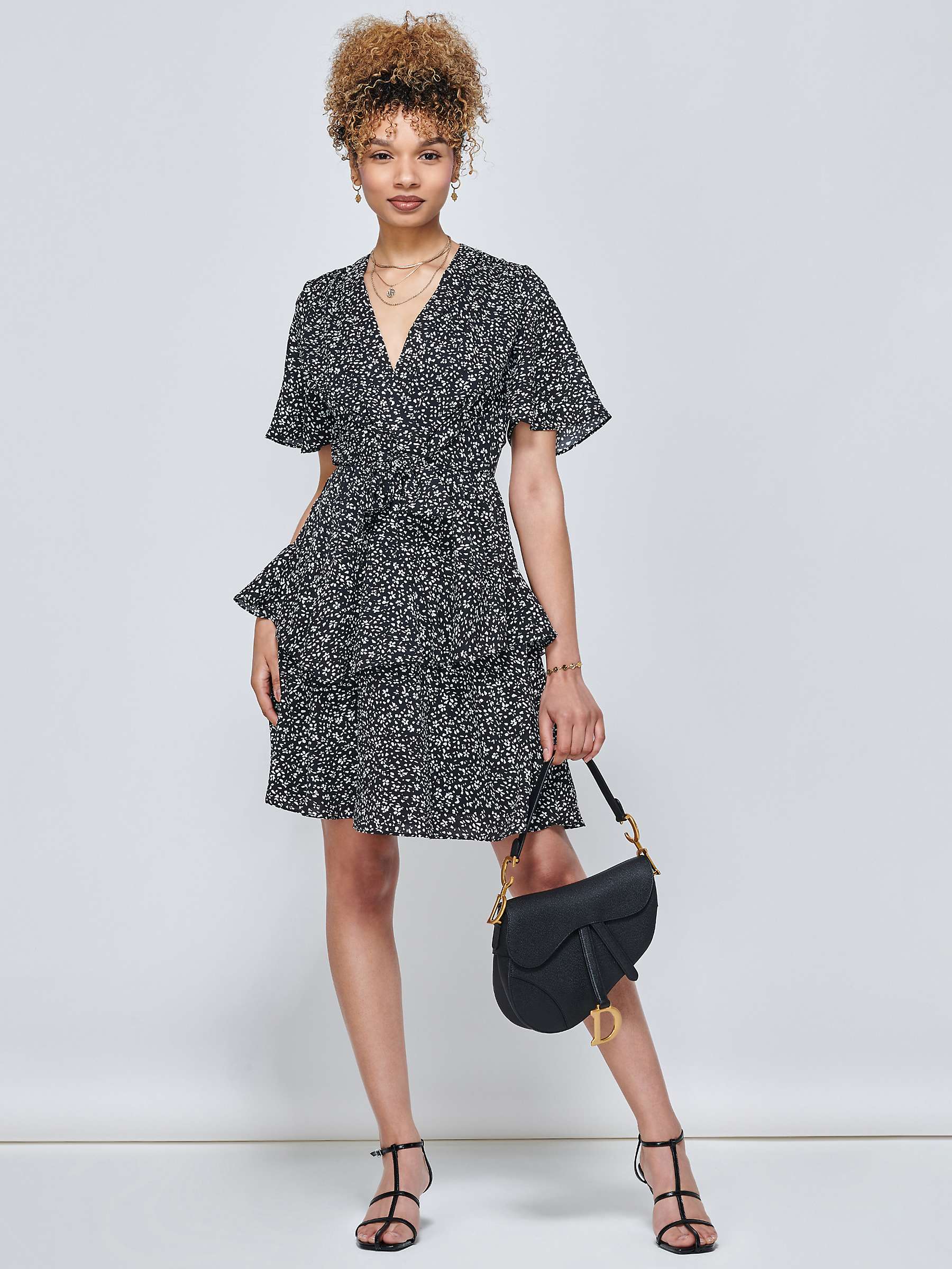 Buy Jolie Moi Priscila Ditsy Print Mini Dress, Black Online at johnlewis.com