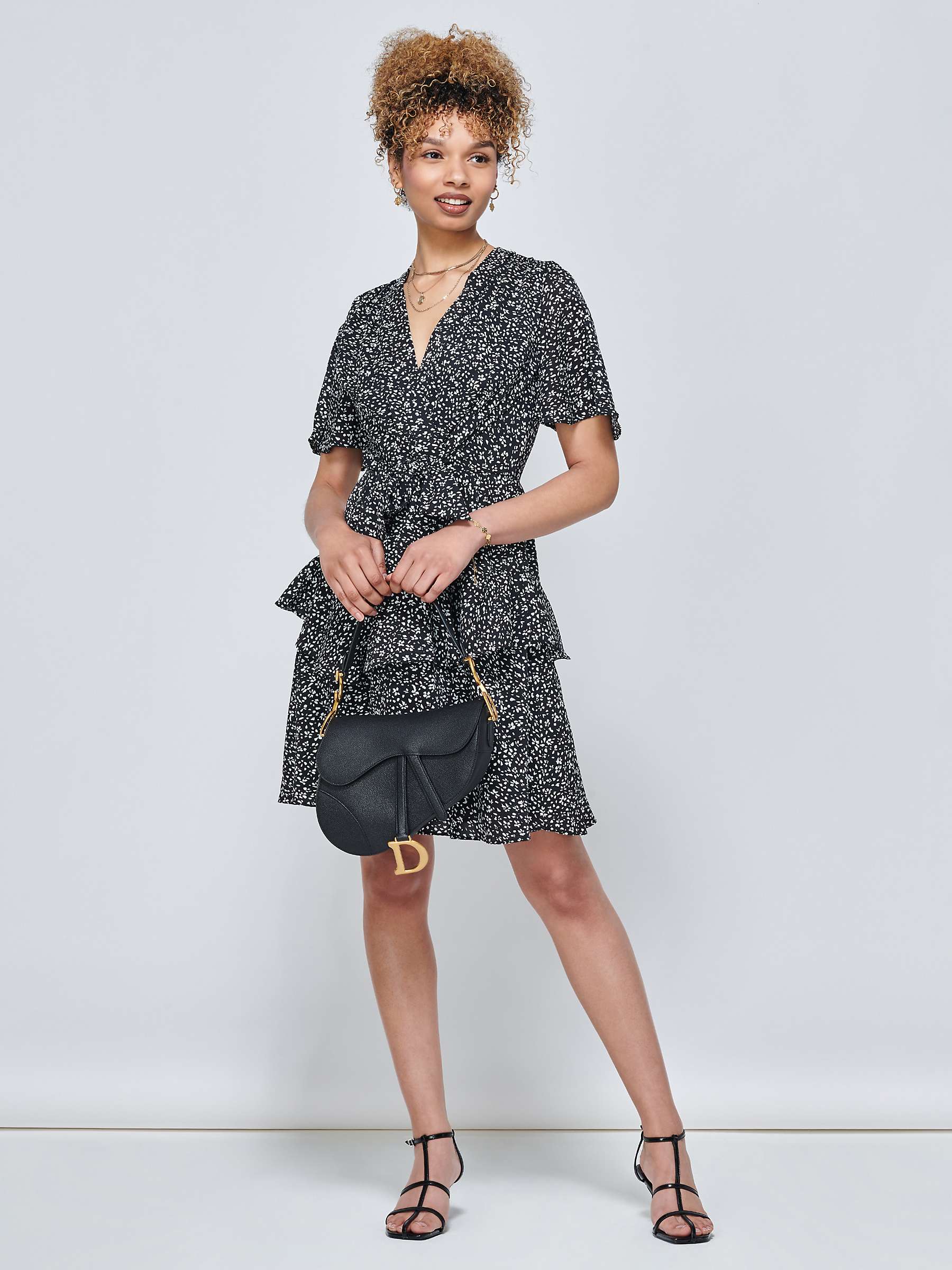 Buy Jolie Moi Priscila Ditsy Print Mini Dress, Black Online at johnlewis.com