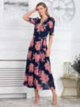 Jolie Moi Winona Floral Print Wrap Dress, Navy