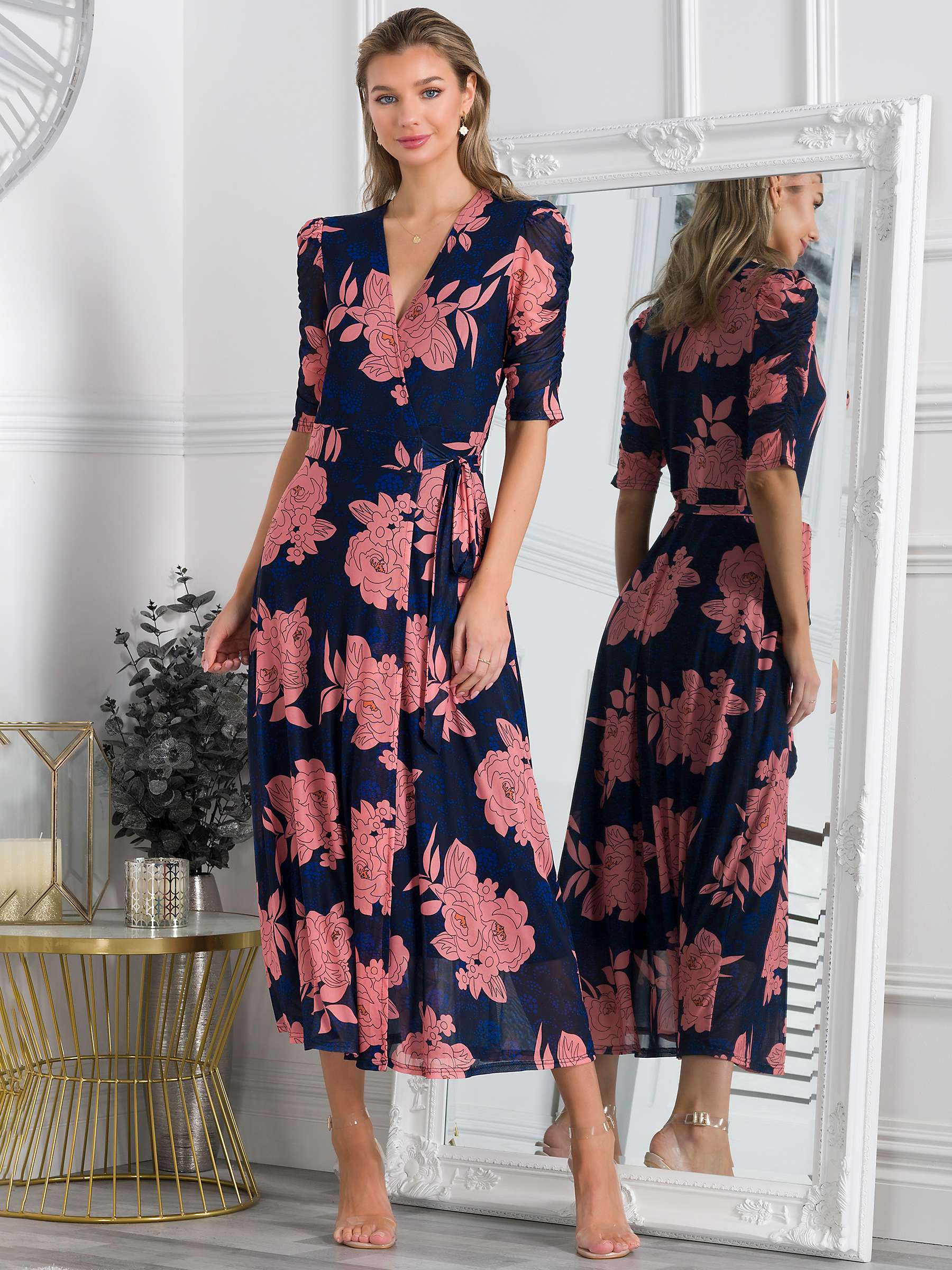Buy Jolie Moi Winona Floral Print Wrap Dress, Navy Online at johnlewis.com