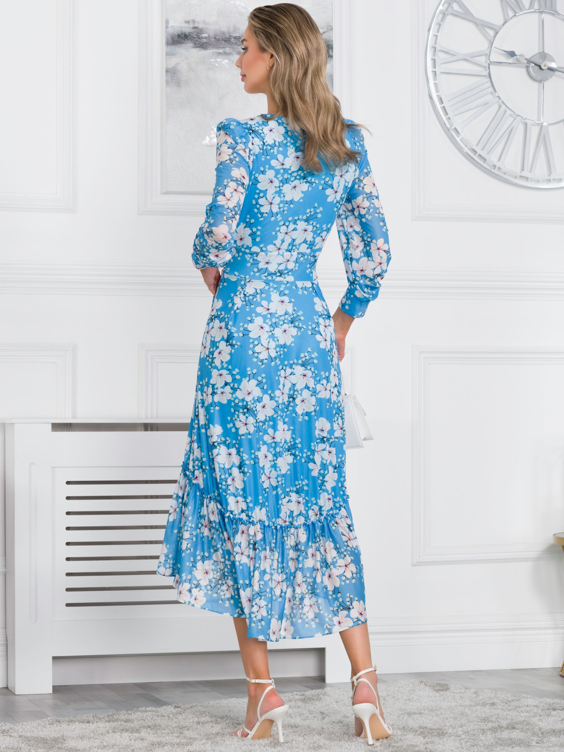 Jolie Moi Lilianna Floral Print Dress, Blue, 8
