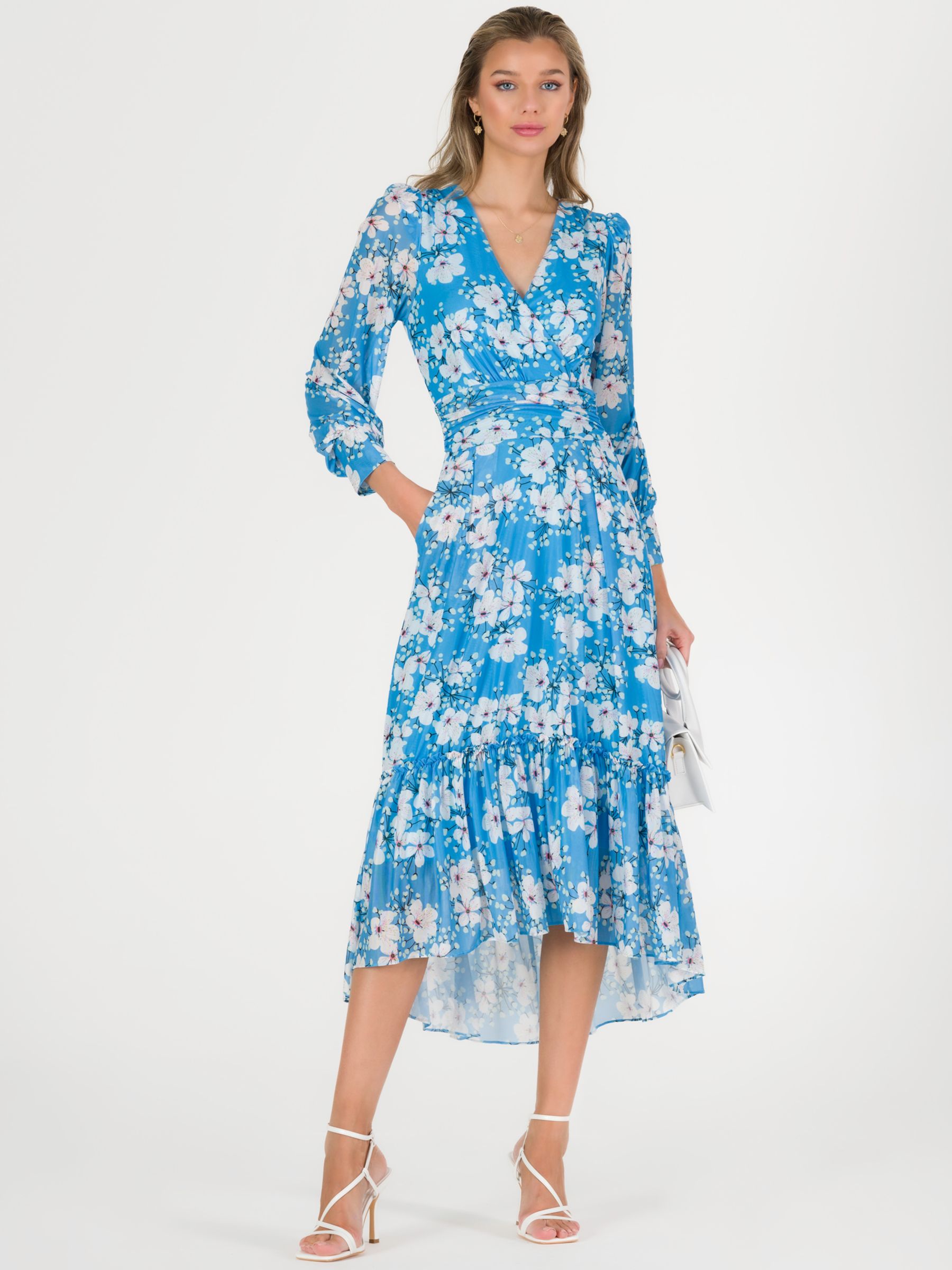 Jolie Moi Lilianna Floral Print Dress, Blue at John Lewis & Partners
