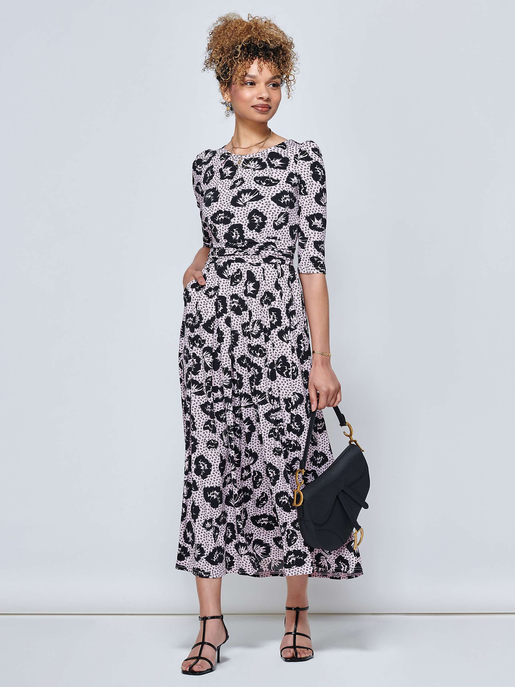 Buy Jolie Moi Ozella Jersey Midi Dress, Pink Floral Online at johnlewis.com