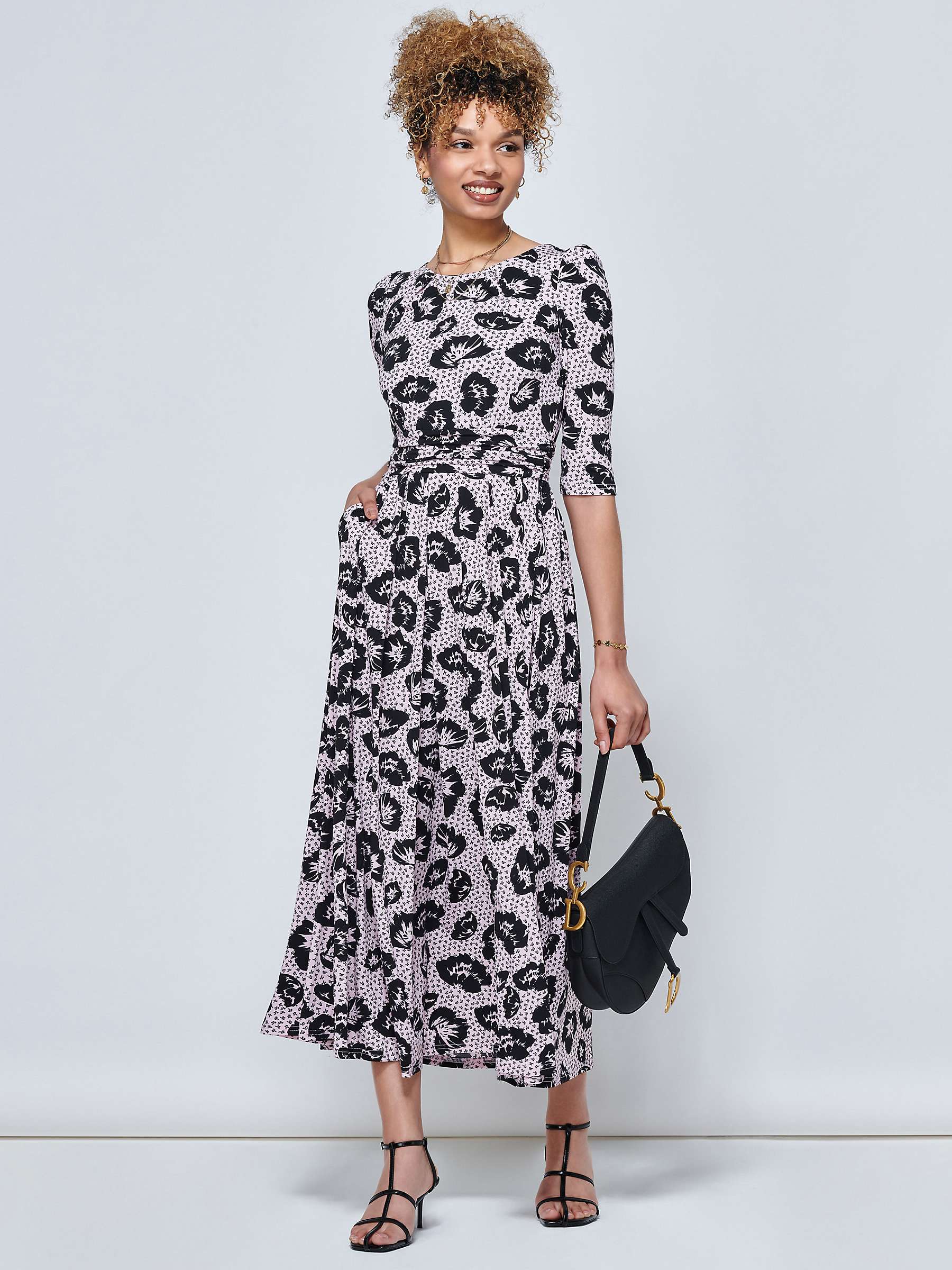 Buy Jolie Moi Ozella Jersey Midi Dress, Pink Floral Online at johnlewis.com