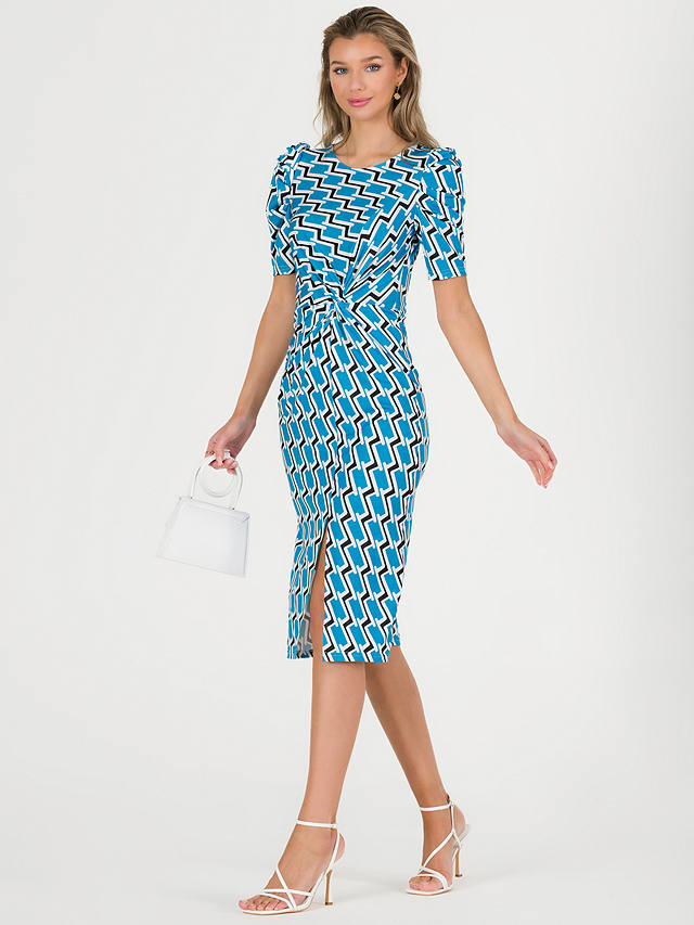 Jolie Moi Arica Geometric Dress, Blue
